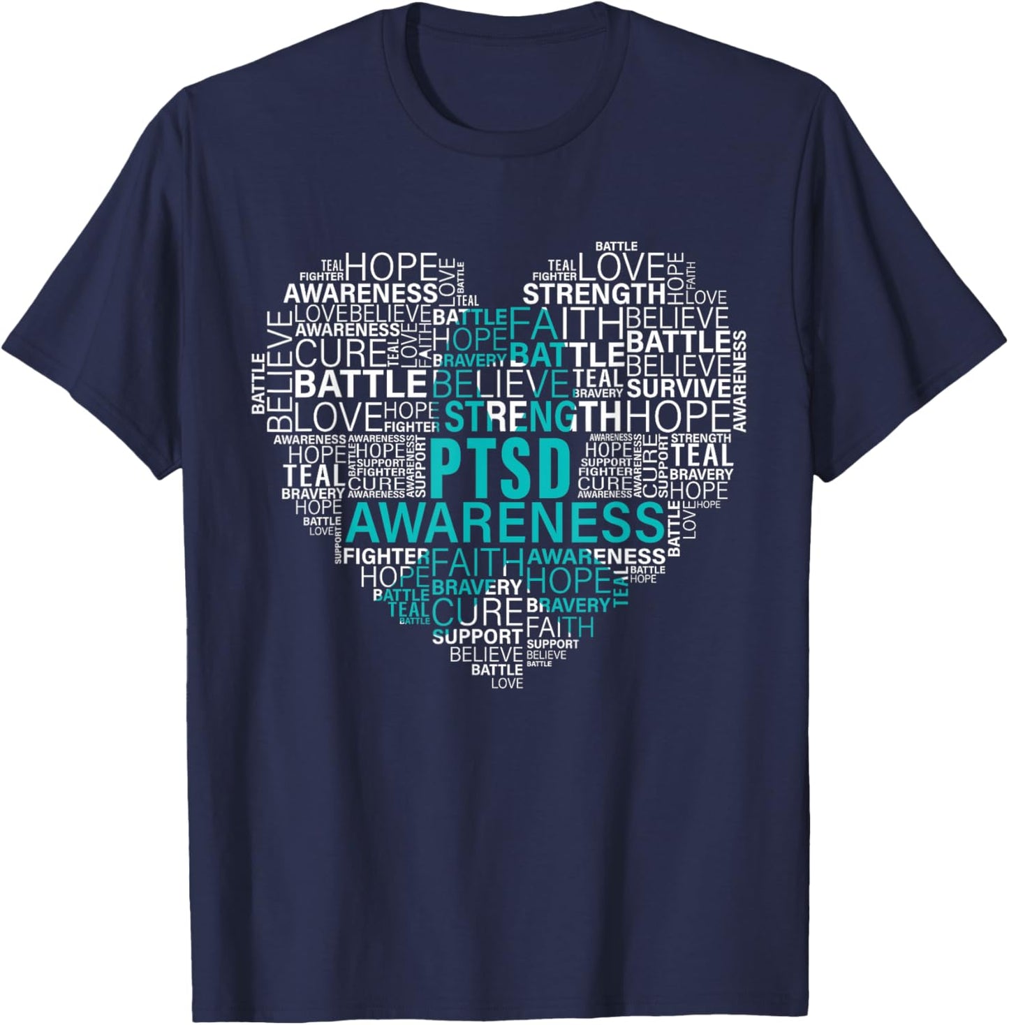 PTSD Awareness Fightining Hope Support Strong Warrior T-Shirt - T-Shirt | Navy