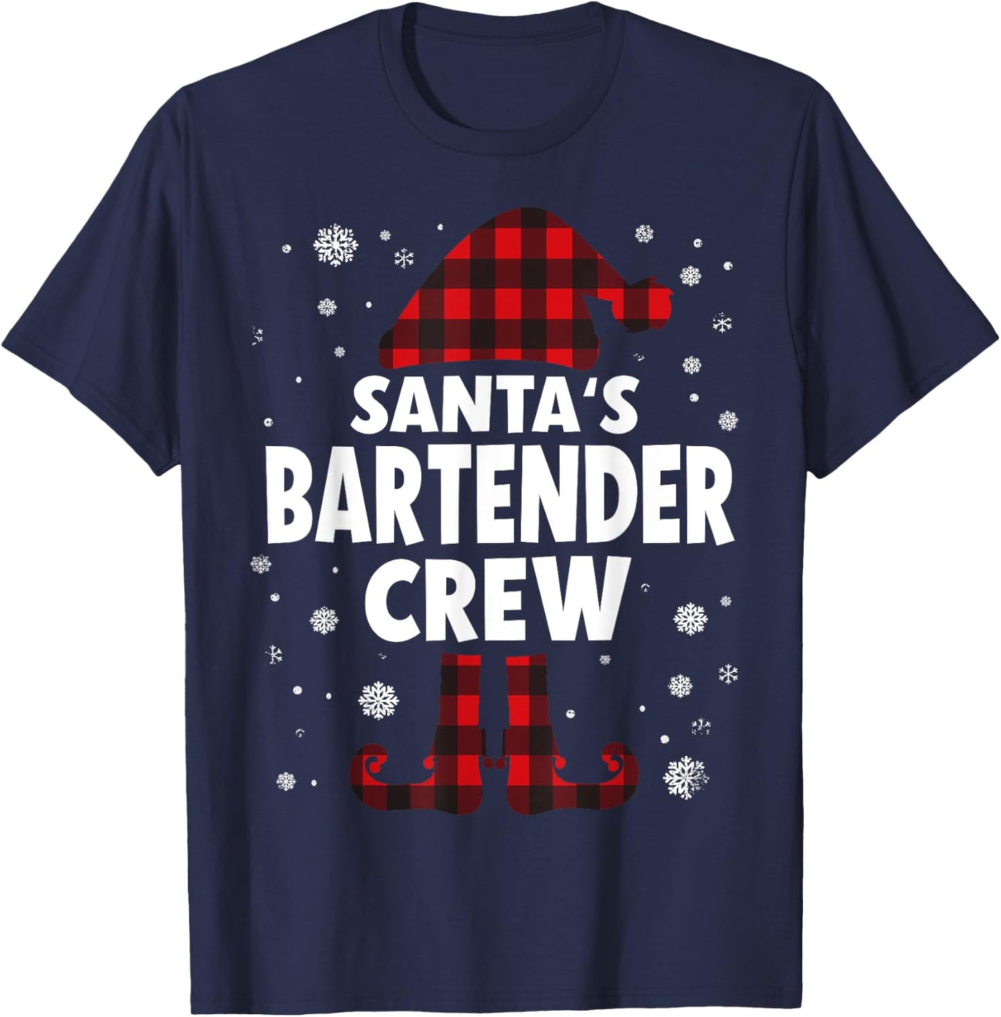 Santa's Bartender Crew Christmas T-Shirt - T-Shirt | Navy