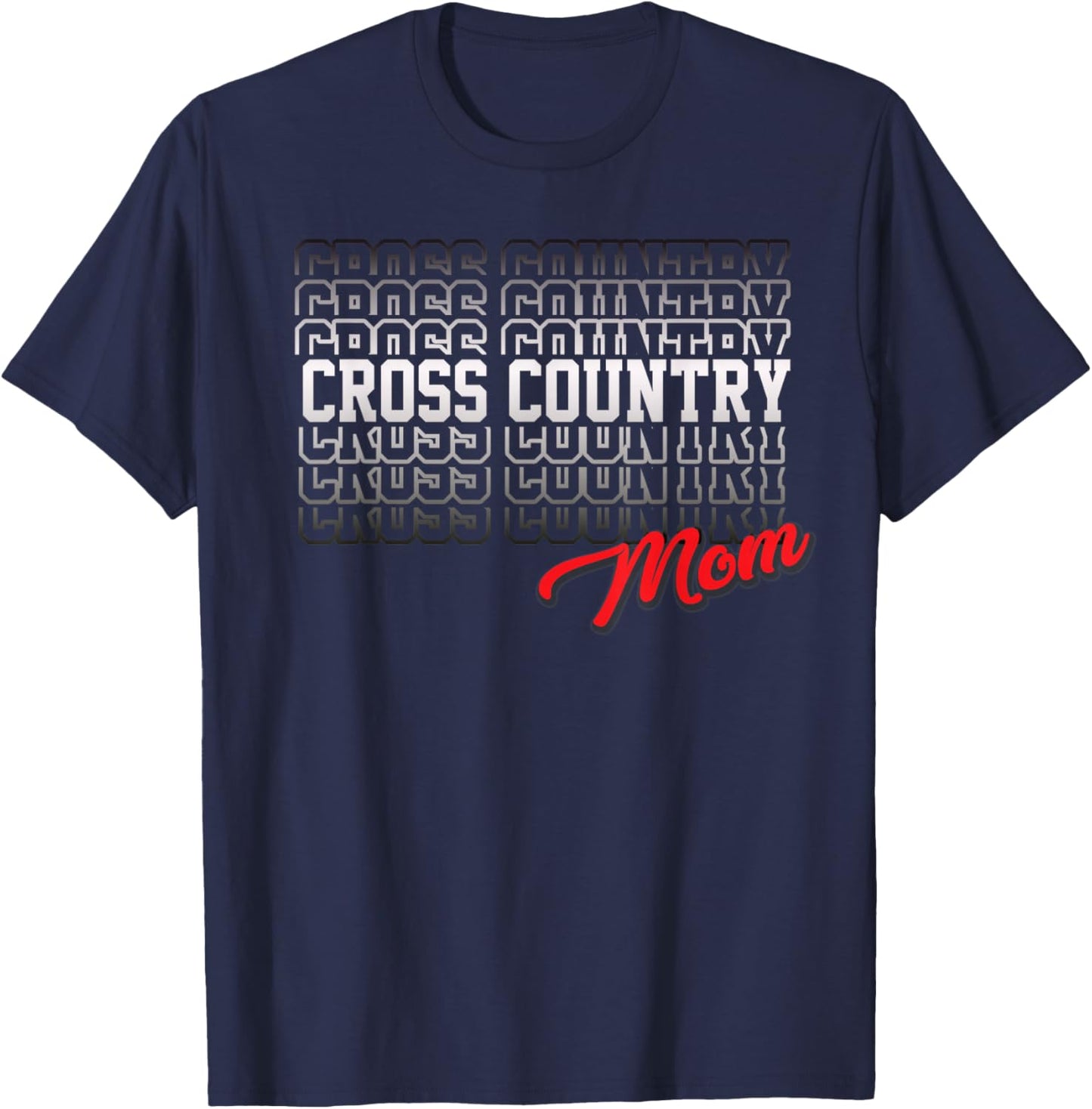 Cross Country Mom High School Running Team Mother T-Shirt - T-Shirt | Navy