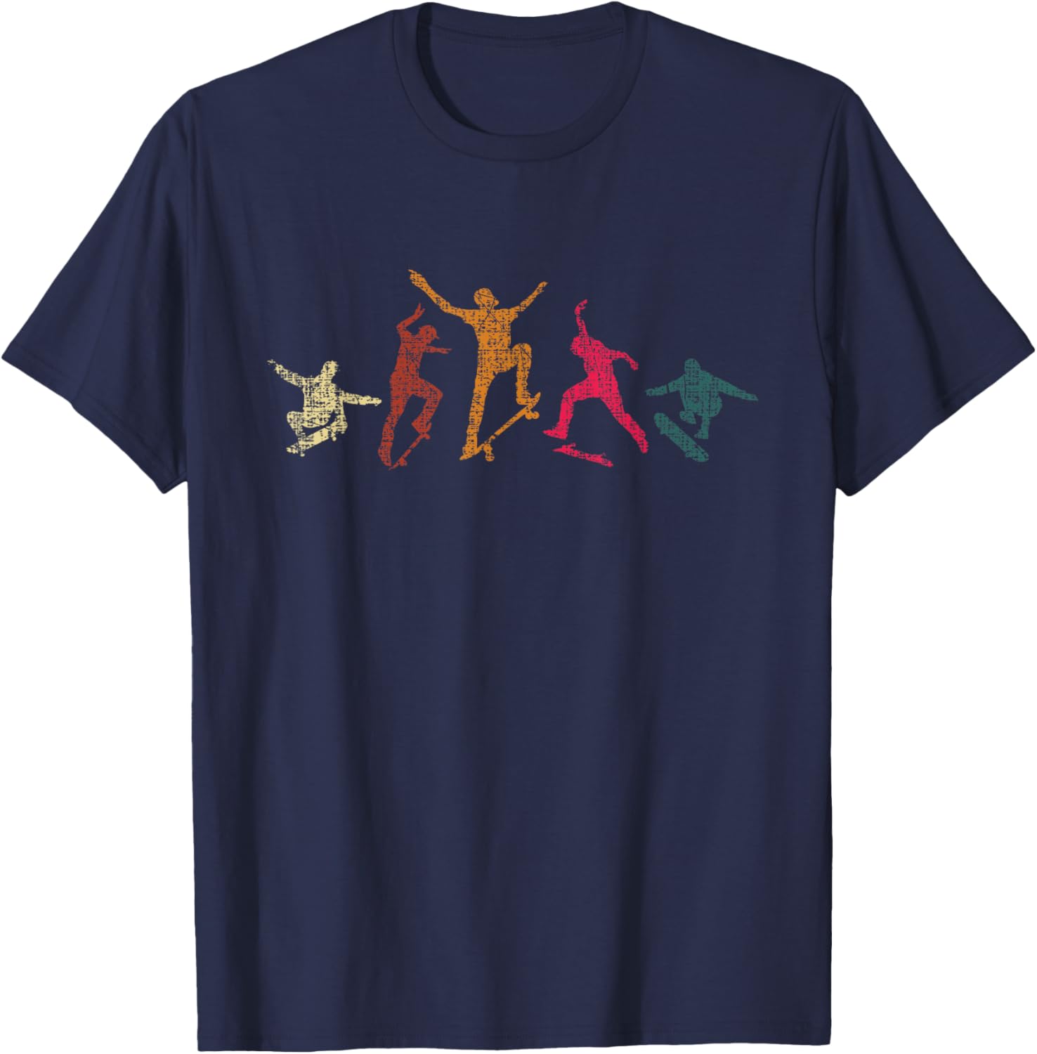 Retro Skateboarder Skateboard Skateboarding Skater T-Shirt - T-Shirt | Navy