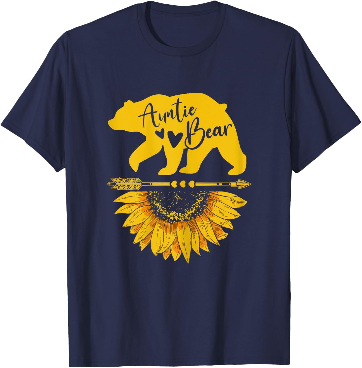 Auntie Bear Sunflower Funny Mothers Day For Mom Aunt Grandma T-Shirt - T-Shirt | Navy