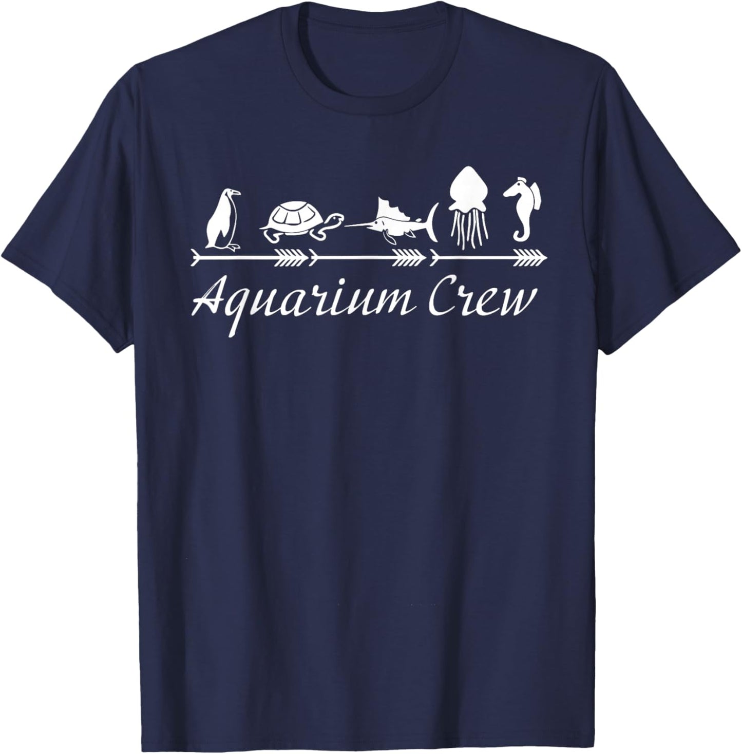 Aquarium Crew Fish Beach Lover Turtle Penguin T-Shirt - T-Shirt | Navy