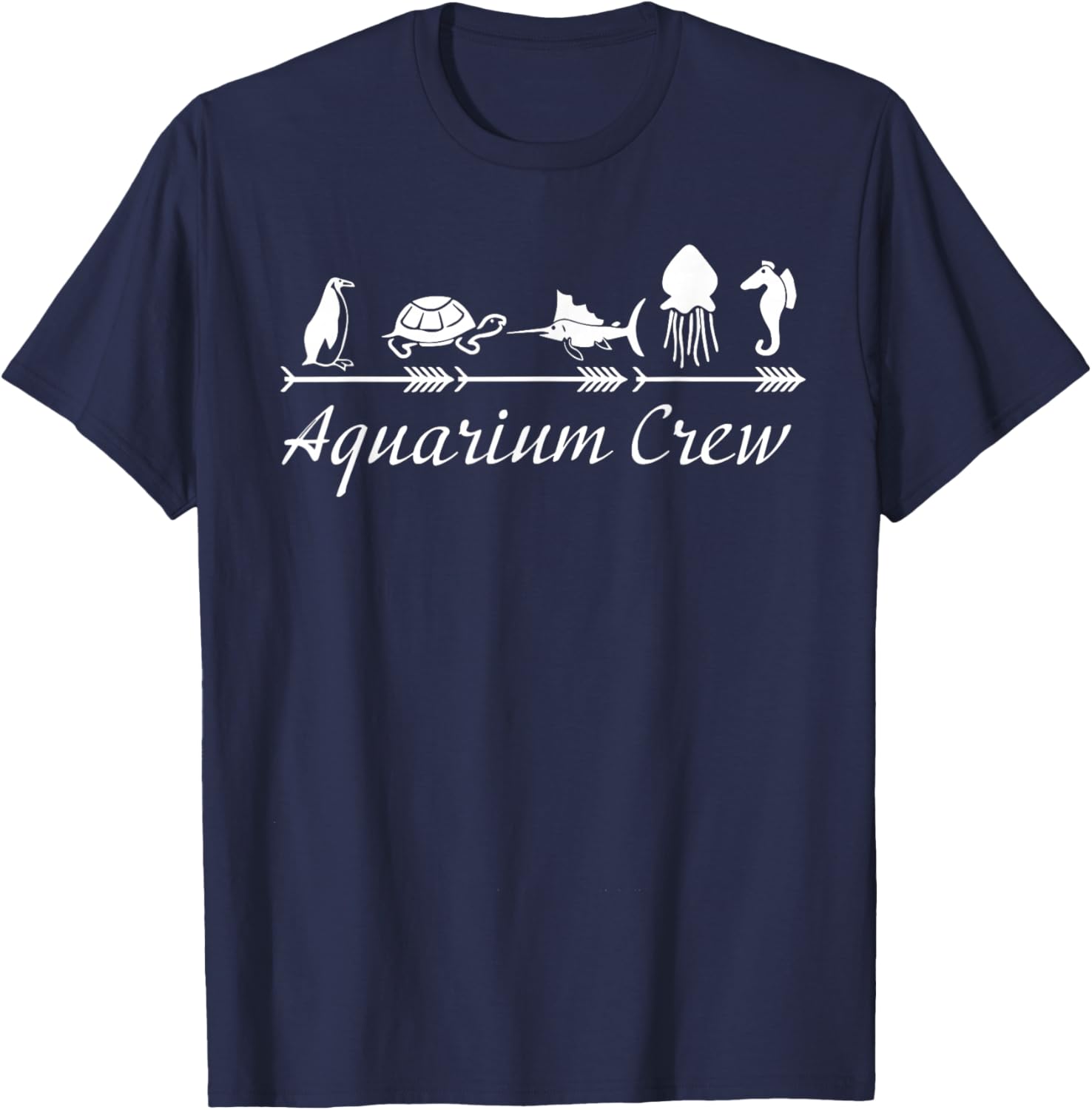 Aquarium Crew Fish Beach Lover Turtle Penguin T-Shirt - T-Shirt | Navy