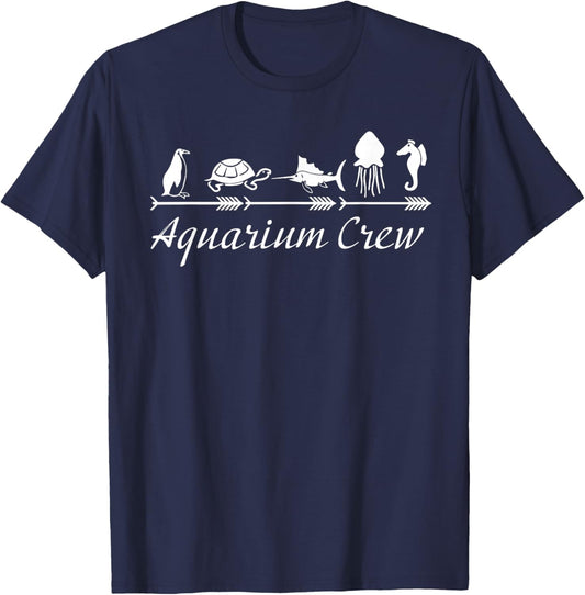 Aquarium Crew Fish Beach Lover Turtle Penguin T-Shirt - T-Shirt | Navy