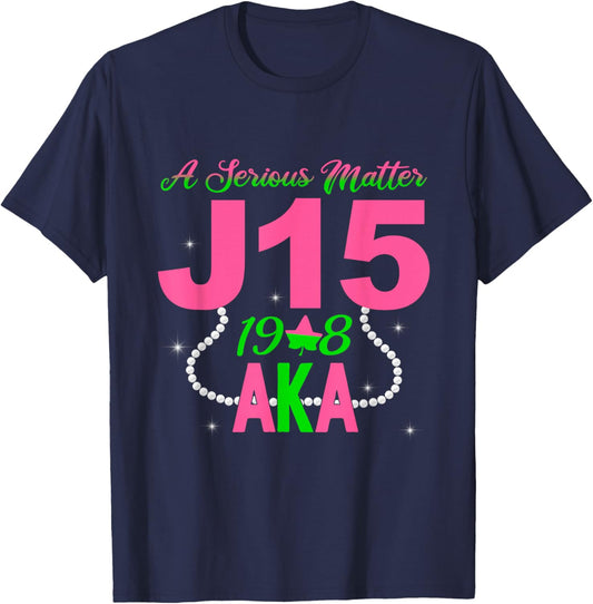 A Serious Matter Pearl Heart J15 Founder's Day AKA Women T-Shirt - T-Shirt | Navy