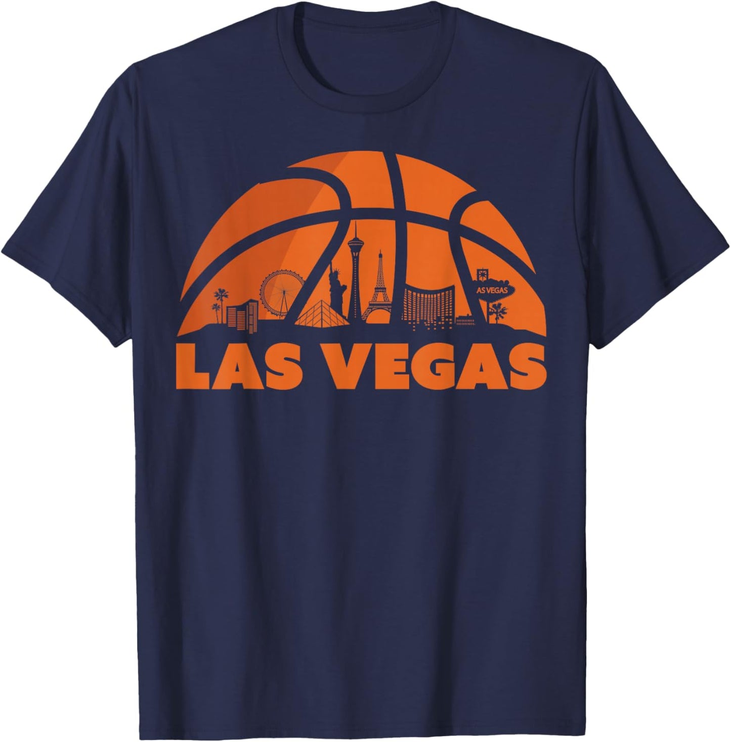 Las Vegas City Skyline Nevada Basketball Fan Jersey T-Shirt - T-Shirt | Navy