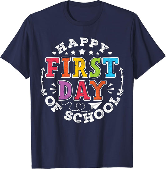 Back To School First Day Of School Teacher T-Shirt - T-Shirt | Navy