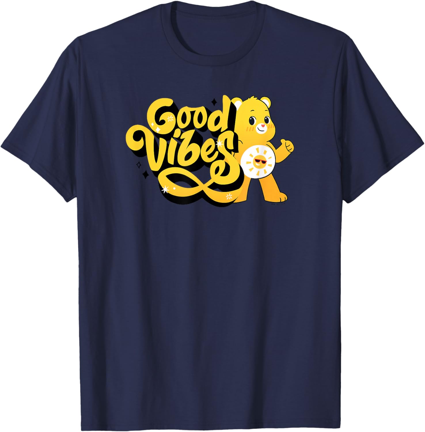 Care Bears Funshine Bear Vintage Sunshine Good Vibes Logo T-Shirt - T-Shirt | Navy