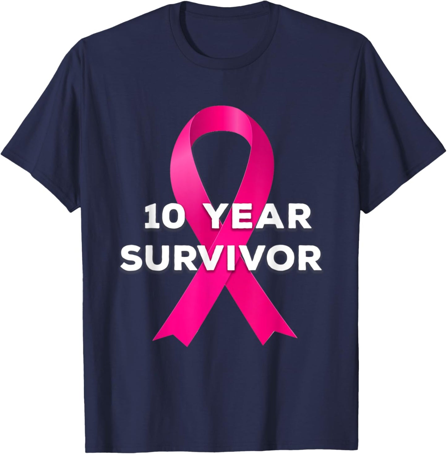 10 Years Breast Cancer Free Survivor T-Shirt - T-Shirt | Navy