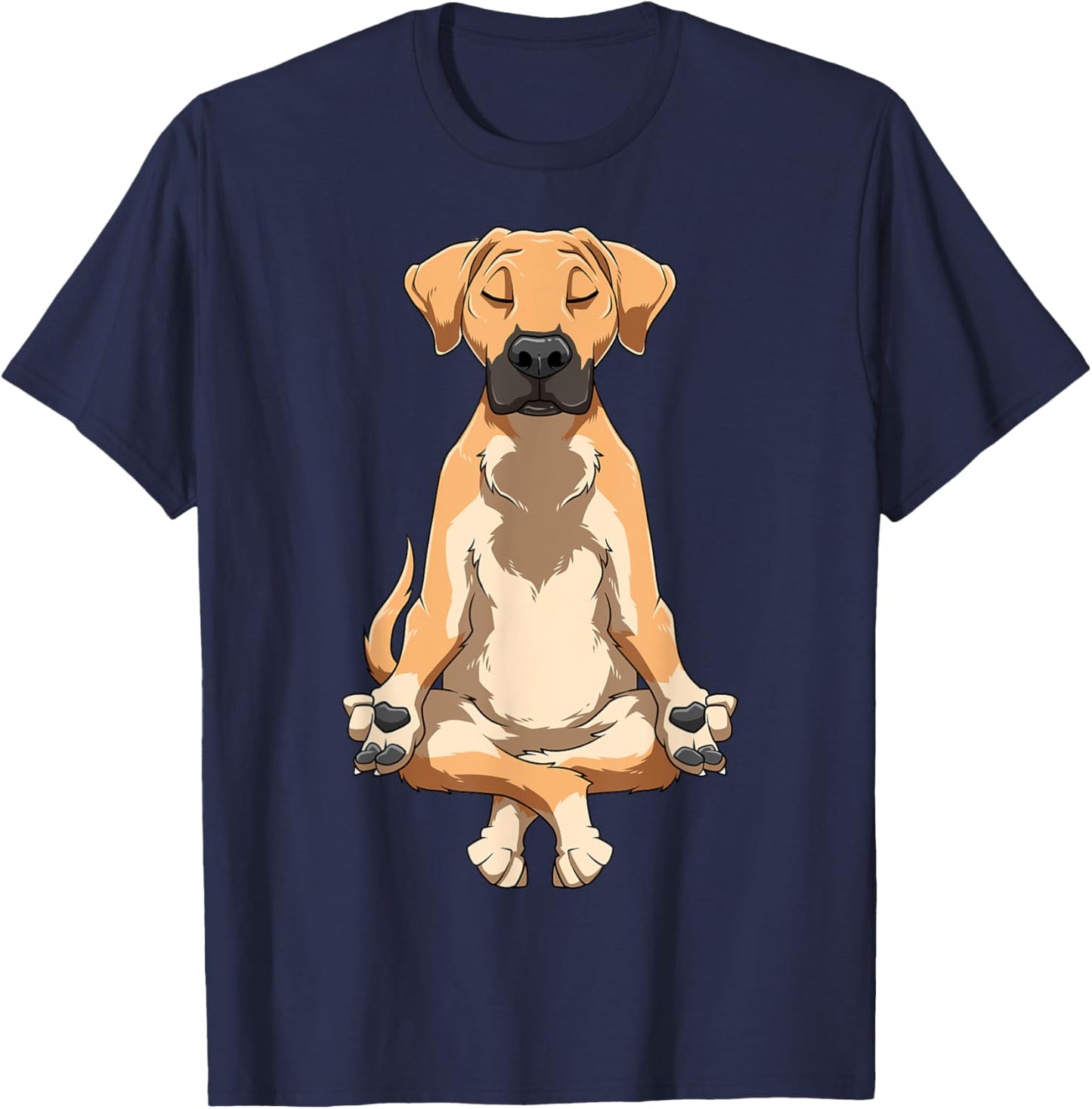 Black Mouth Cur Dog Yoga Funny Meditating Cur Dog Yoga T-Shirt - T-Shirt | Navy