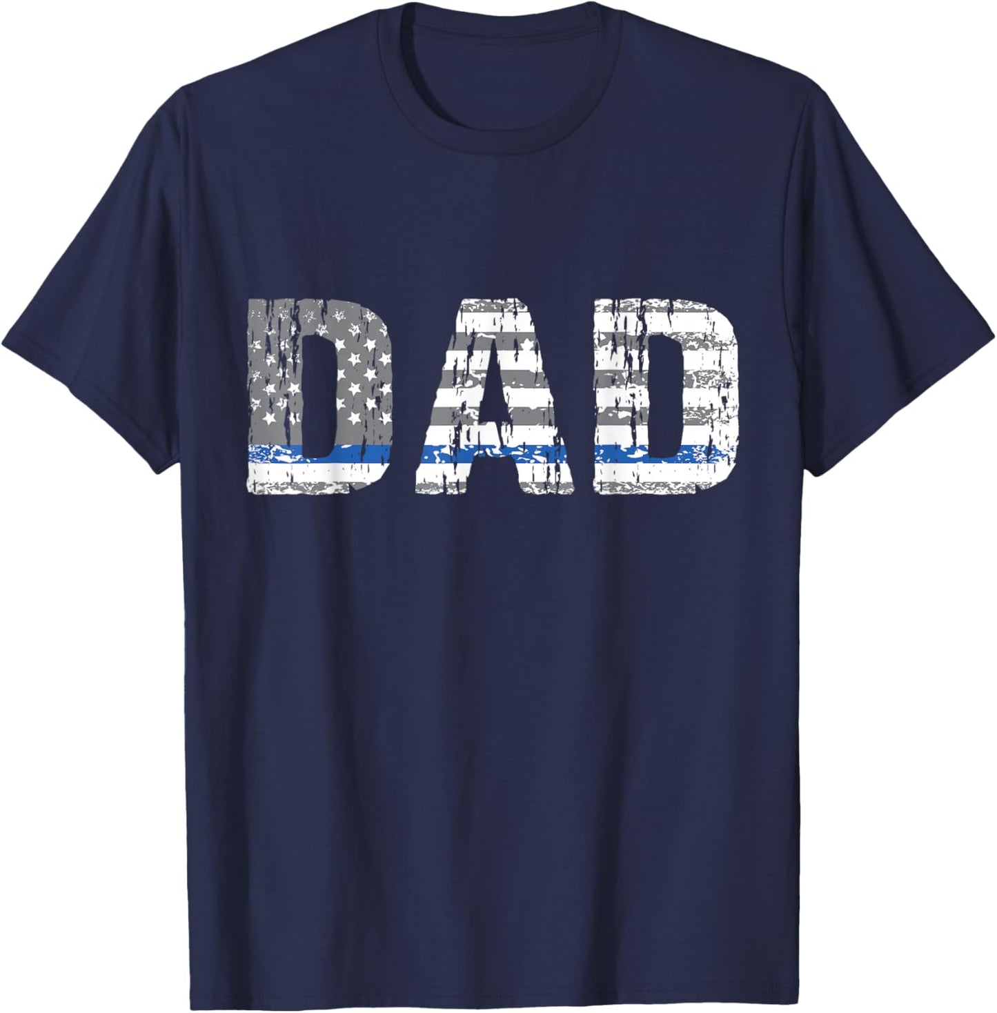 Thin Blue Line Police Dad Police Officer Supporter Father T-Shirt - T-Shirt | Navy