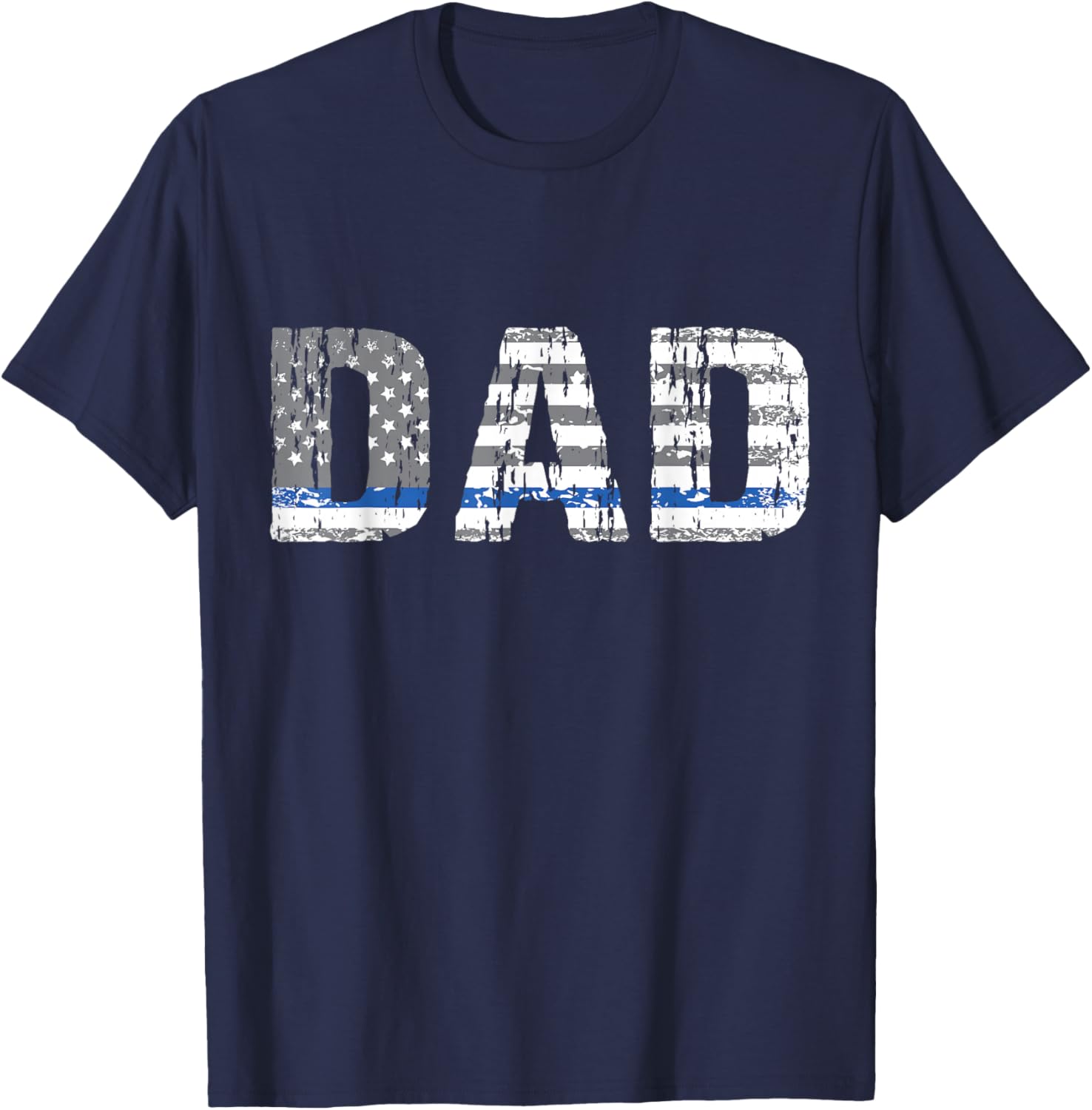 Thin Blue Line Police Dad Police Officer Supporter Father T-Shirt - T-Shirt | Navy