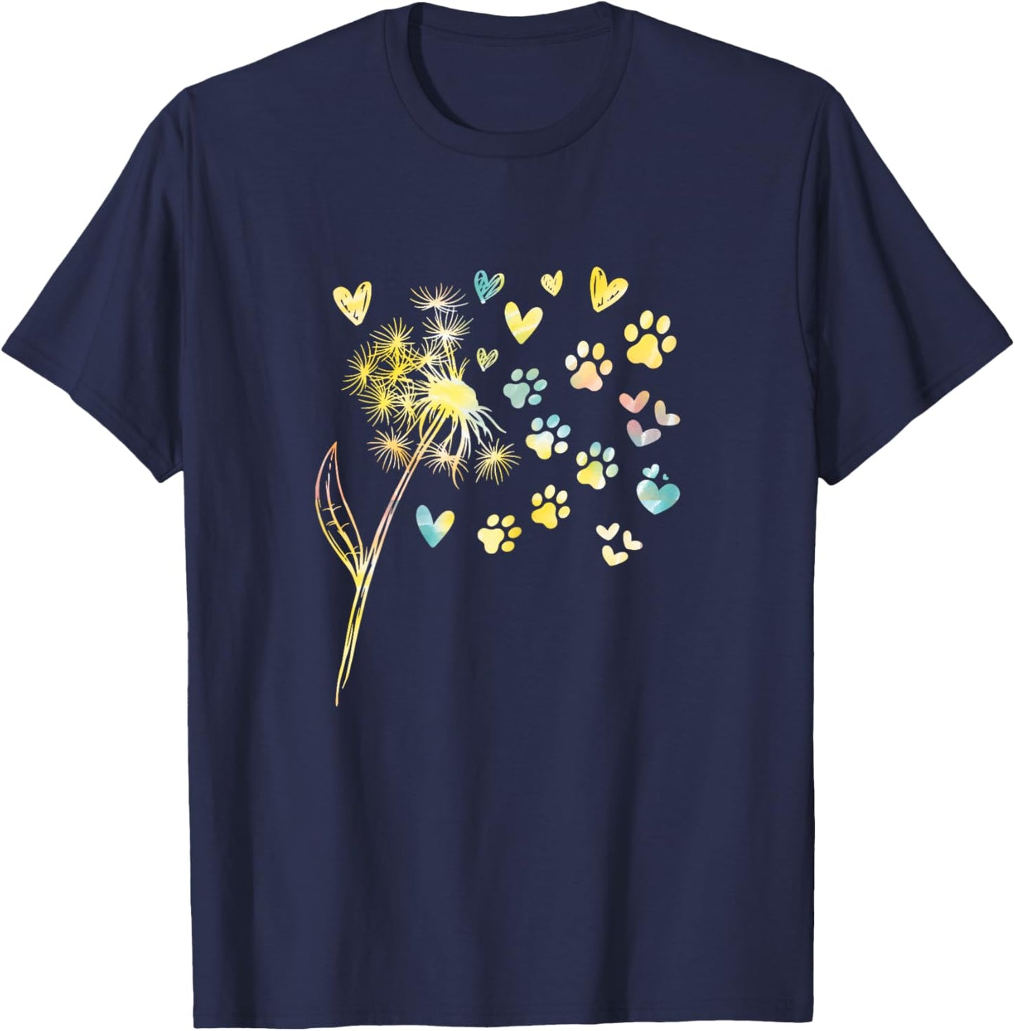 Dandelion Paw Print T-Shirt - T-Shirt | Navy