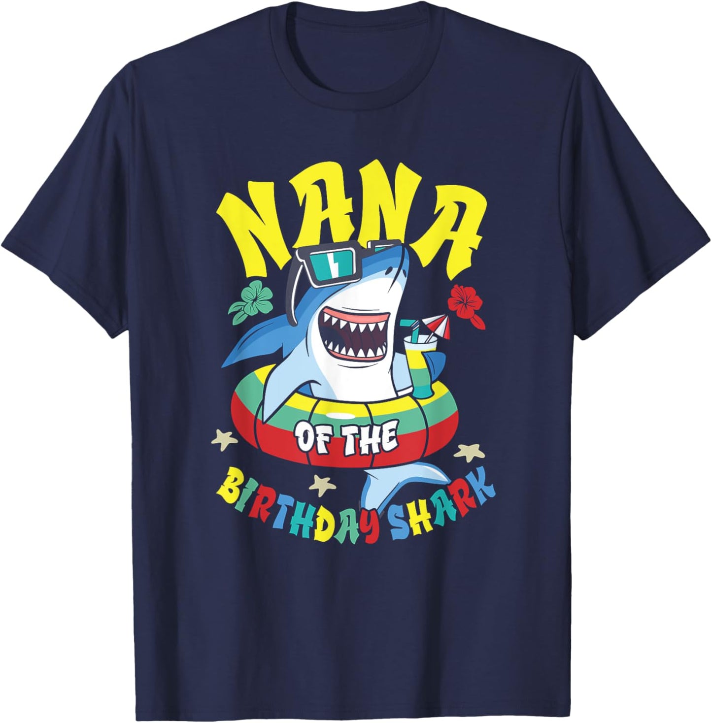 Nana of the Birthday Shark Matching Family T-Shirt - T-Shirt | Navy
