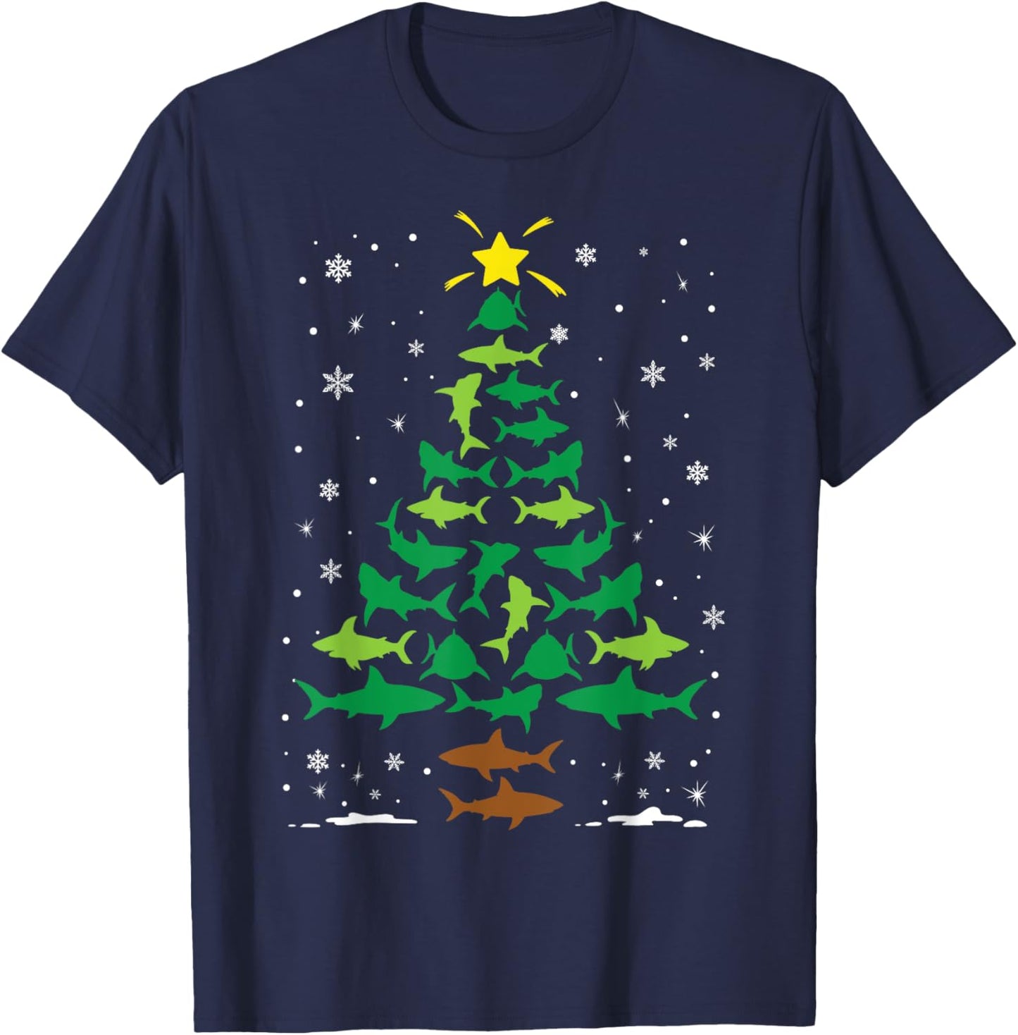 Shark Ocean Lovers Holiday Family Matching Christmas Tree T-Shirt - T-Shirt | Navy