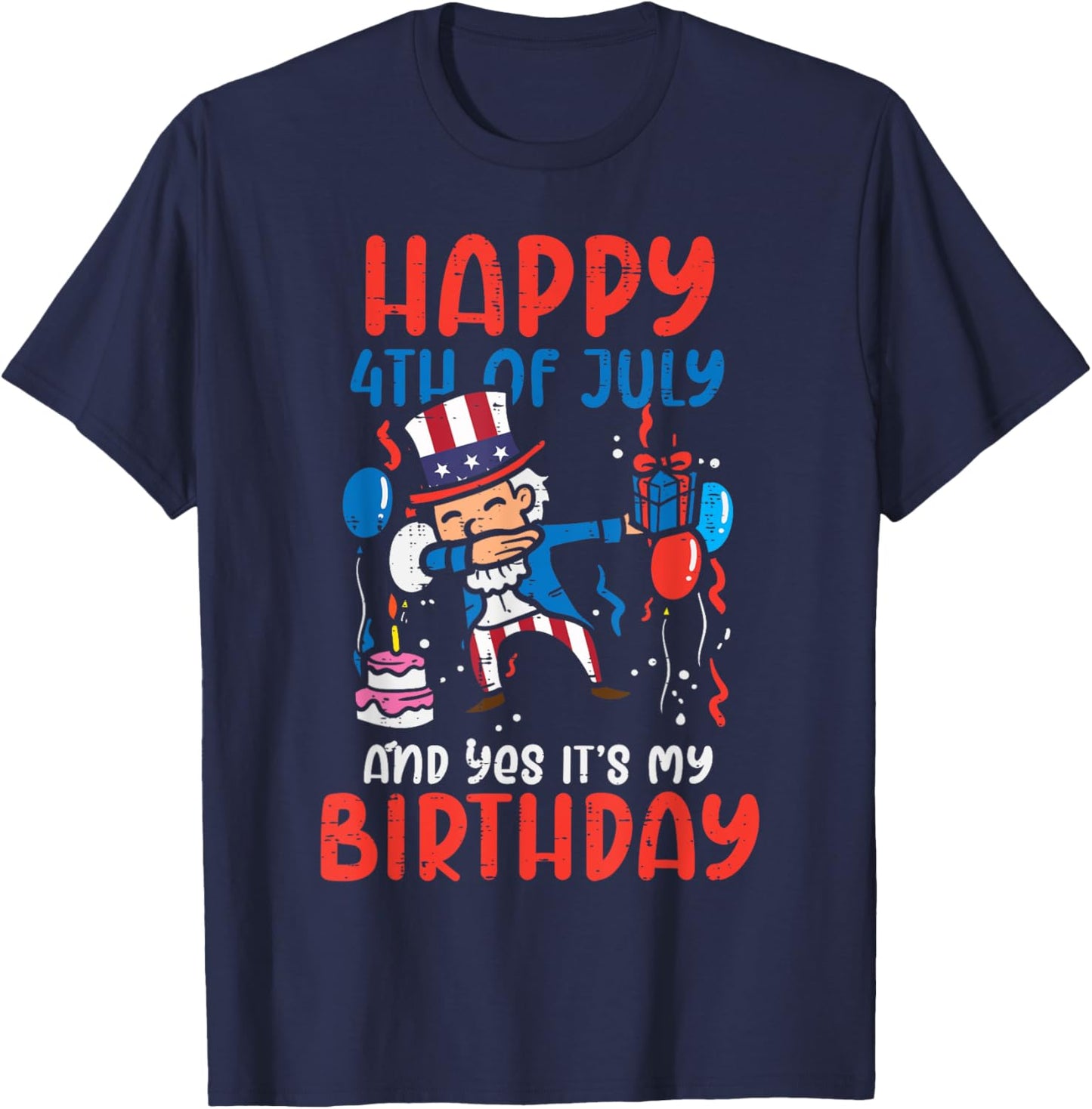 Happy 4th Of July Birthday Uncle Sam Dab Patriot Boys Kid T-Shirt - T-Shirt | Navy