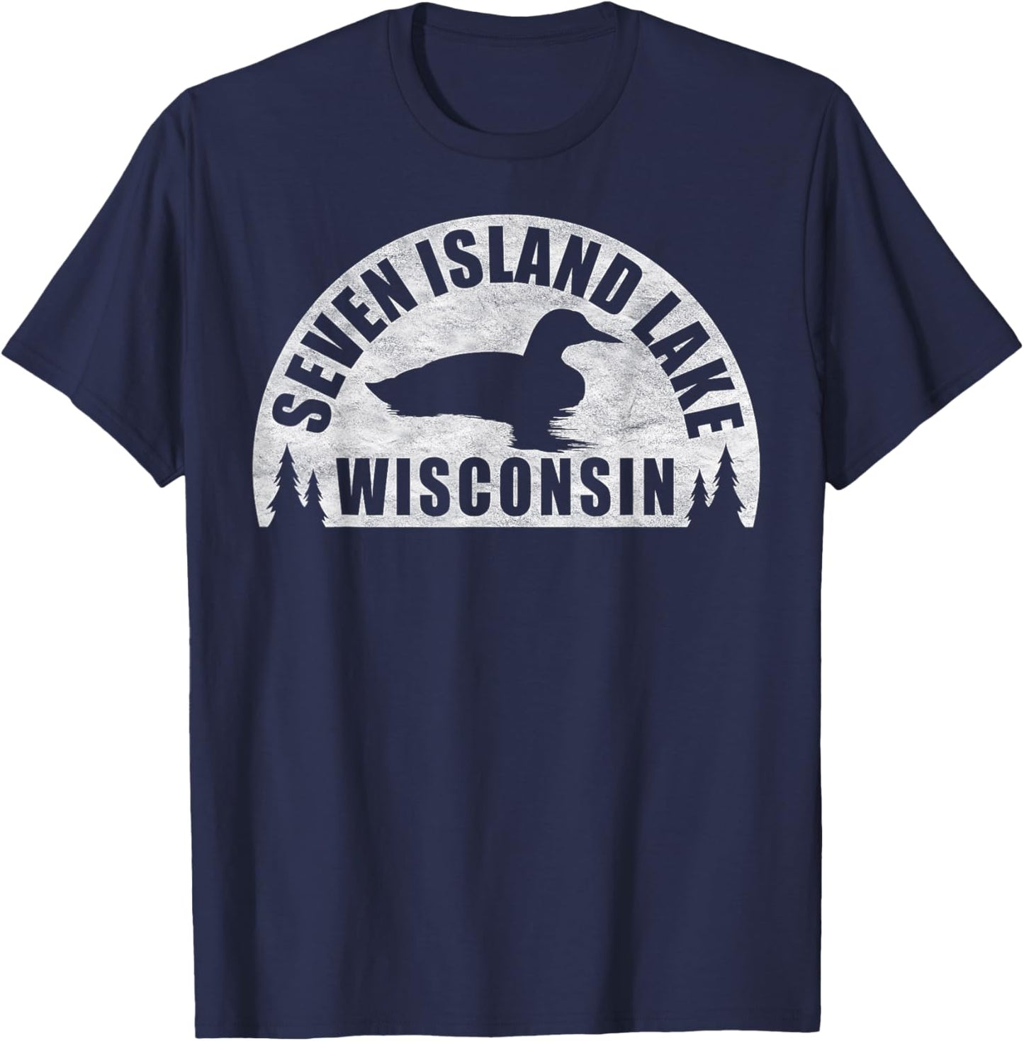 Seven Island Lake Northern Wisconsin Loon T-Shirt - T-Shirt | Navy