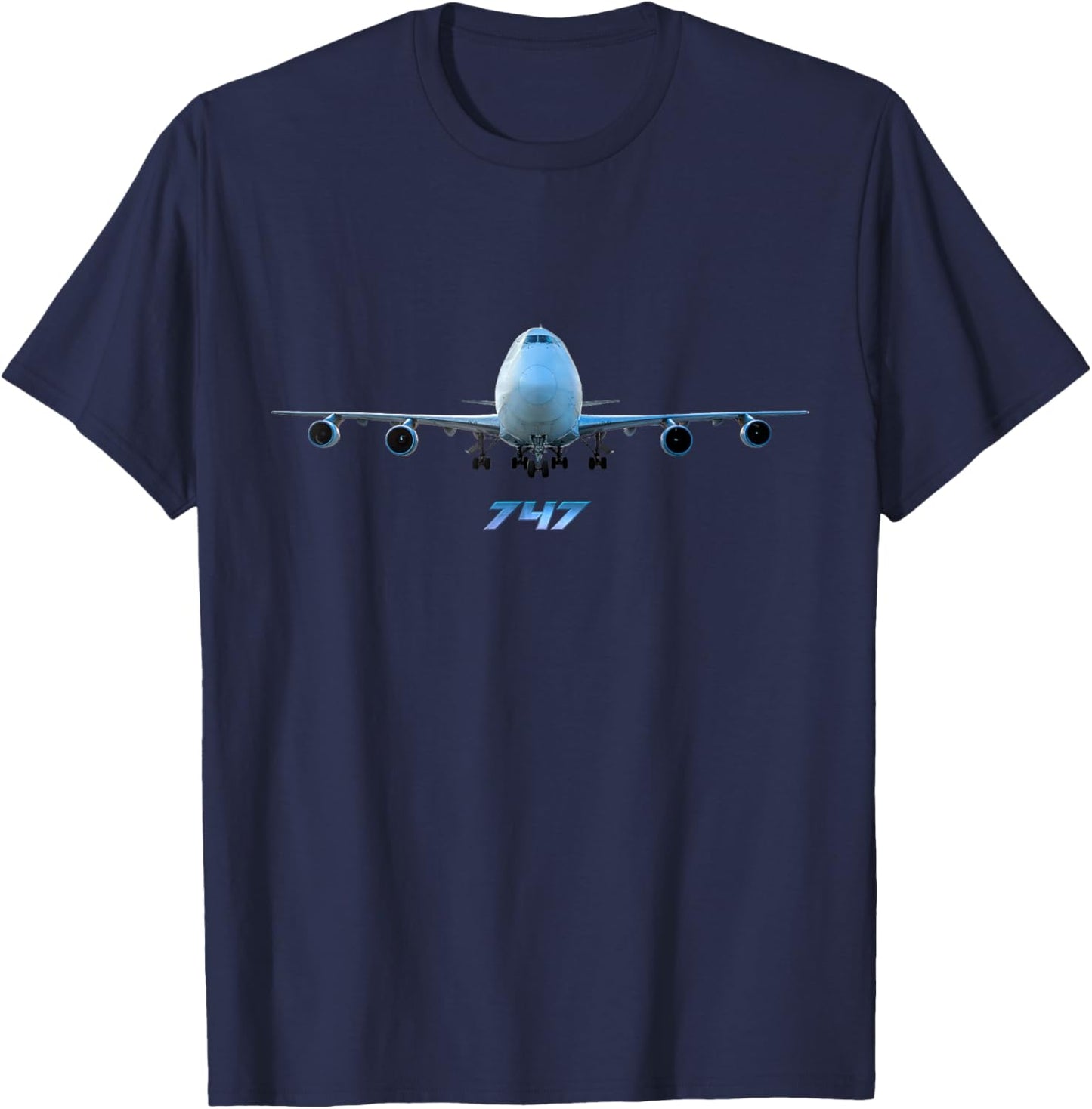 Airline Jet 747 airplane Airliner Jumbo jet on the ground T-Shirt - T-Shirt | Navy