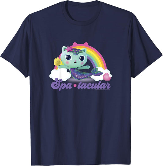 Kids Gabby's Dollhouse MerCat Spa-tacular Rainbow Youth T-Shirt - T-Shirt | Navy