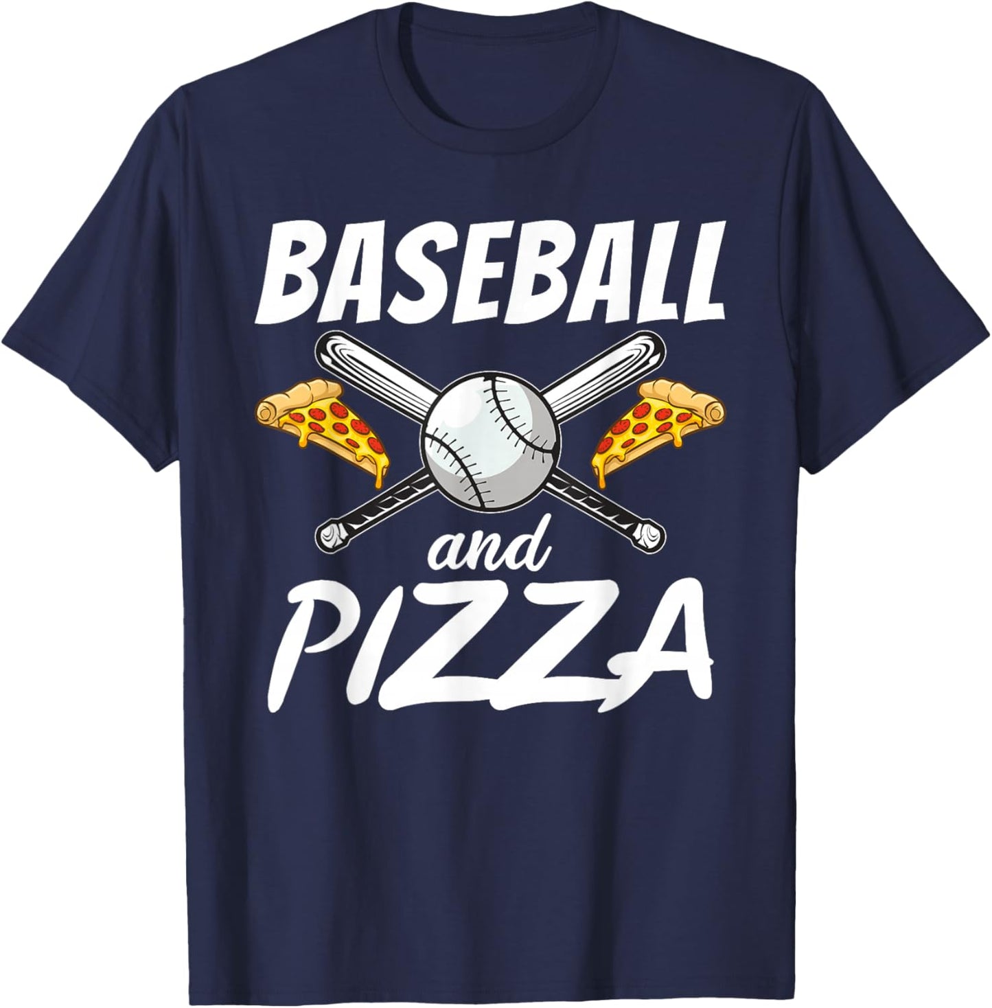 Baseball and Pizza Snack Pizzalove Pizza T-Shirt - T-Shirt | Navy