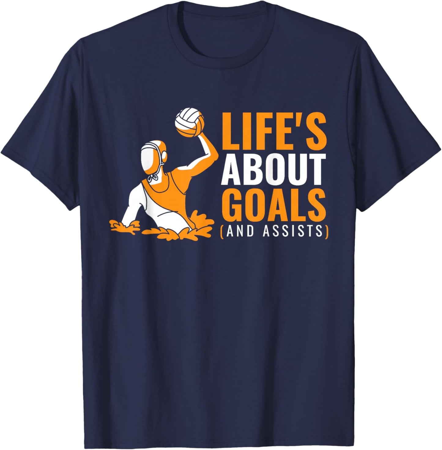 Men's Clothing Life's About Goals Quote Pun Boys Water Polo T-Shirt - T-Shirt | Navy