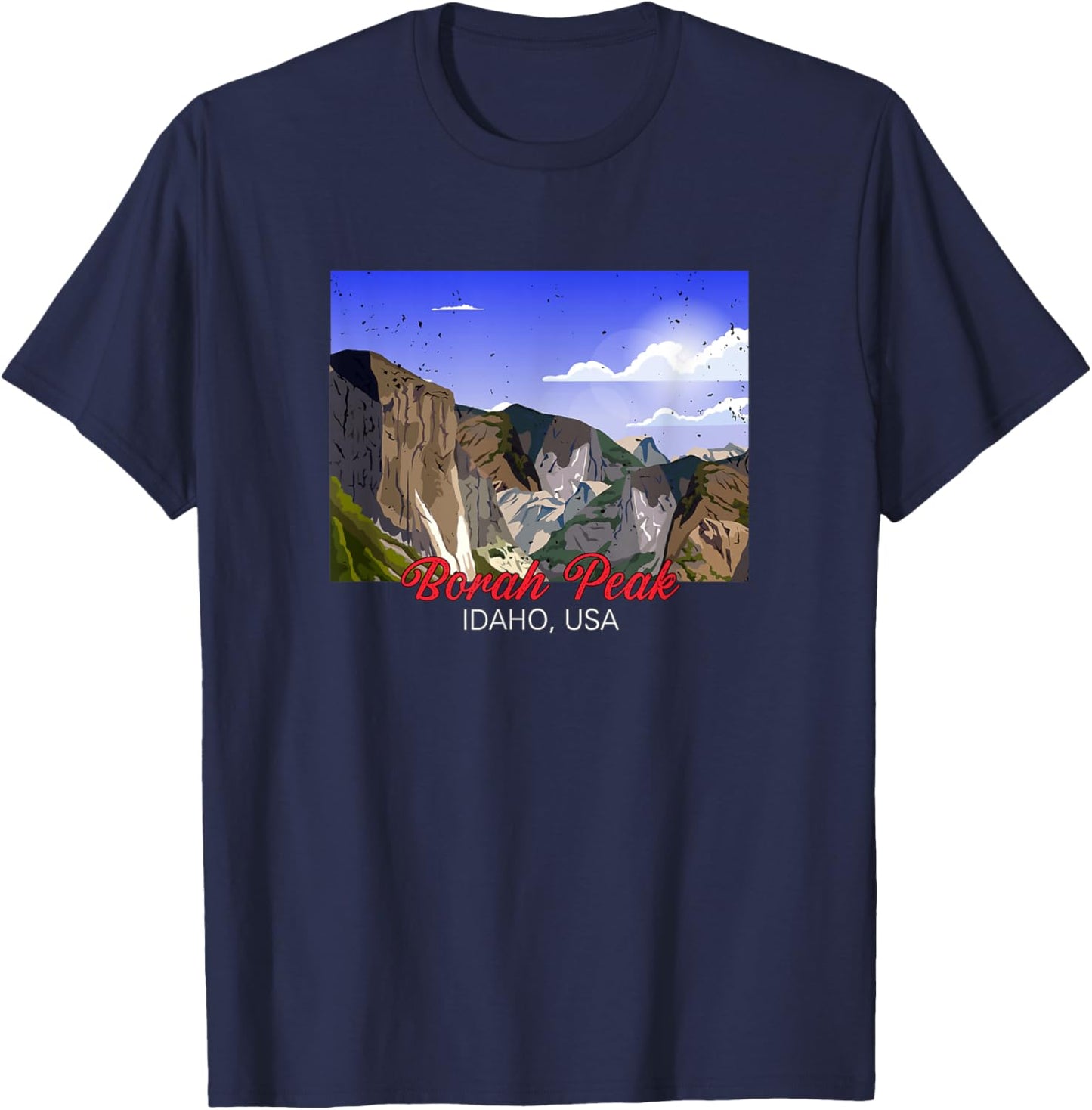 Mount Borah Peak in Idaho T-Shirt - T-Shirt | Navy