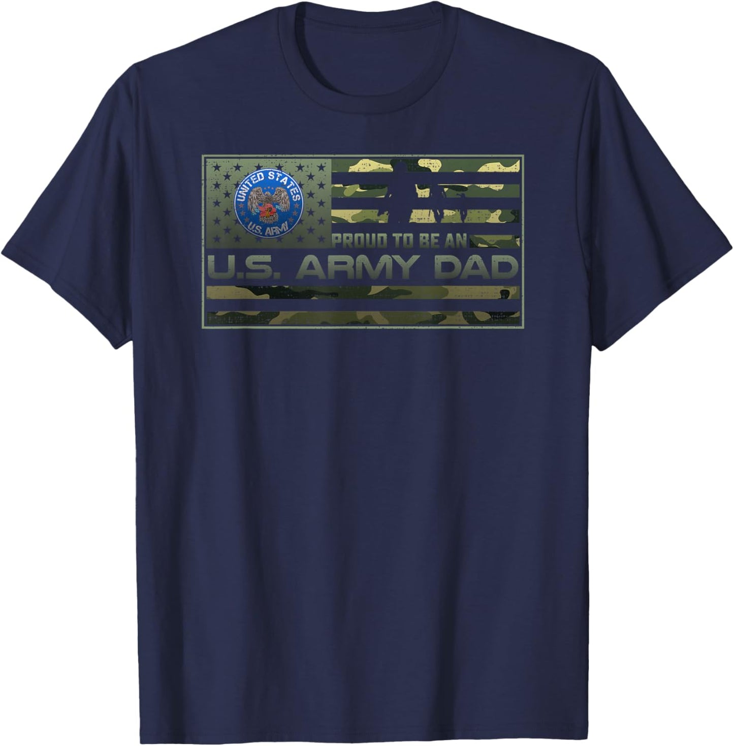 Vintage USA American Camo Flag Proud To Be An US Army Dad T-Shirt - T-Shirt | Navy