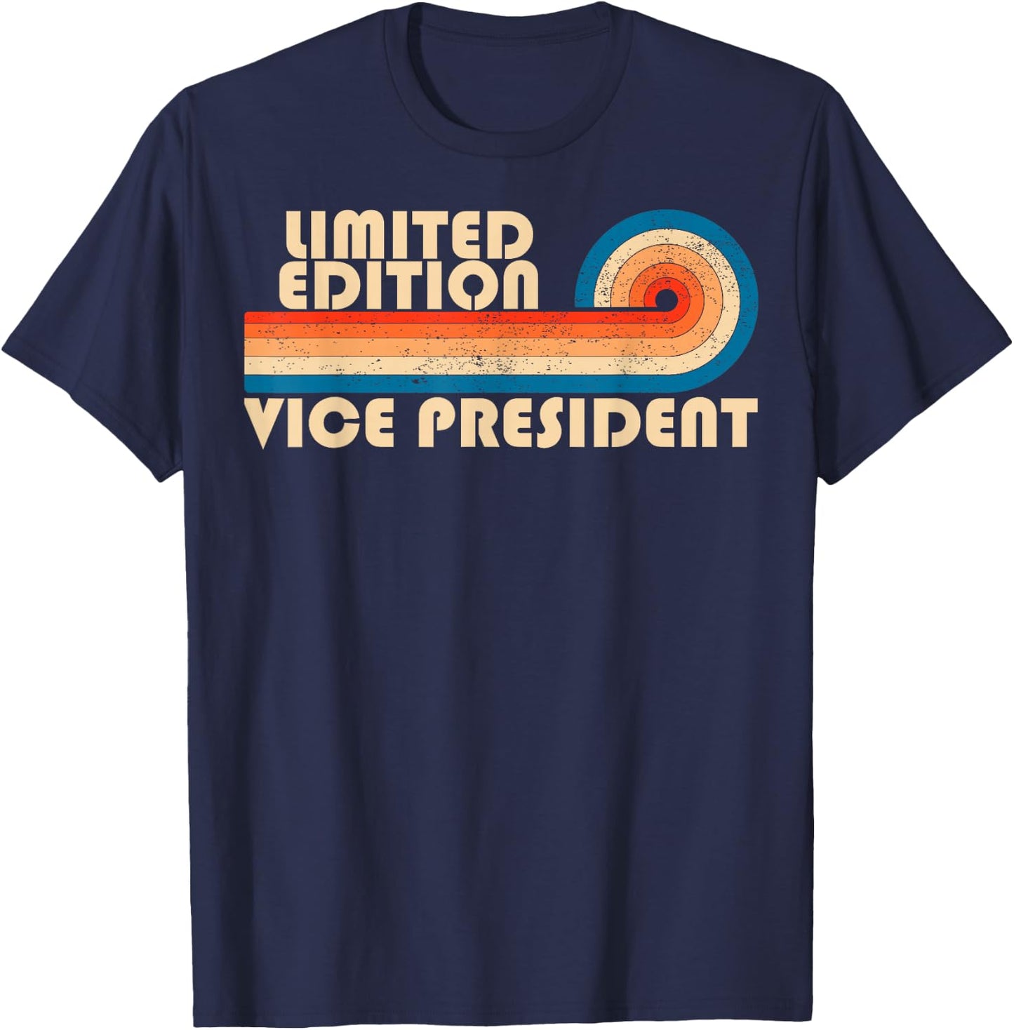 Vice President Retro 70s 80s Sunset Stripe T-Shirt - T-Shirt | Navy