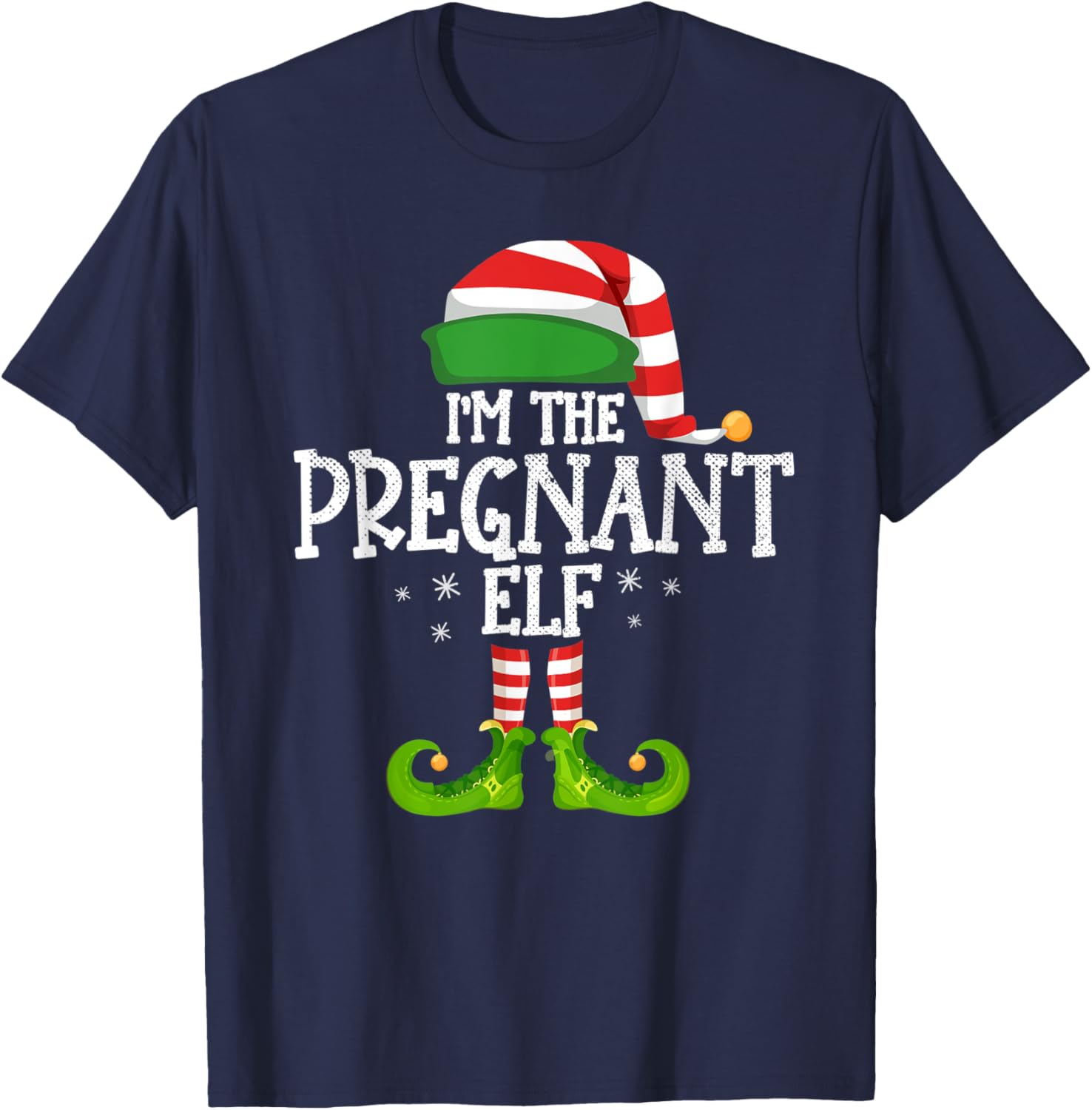 I'm the Pregnant Elf Family matching christmas 2021 pajama T-Shirt - T-Shirt | Navy