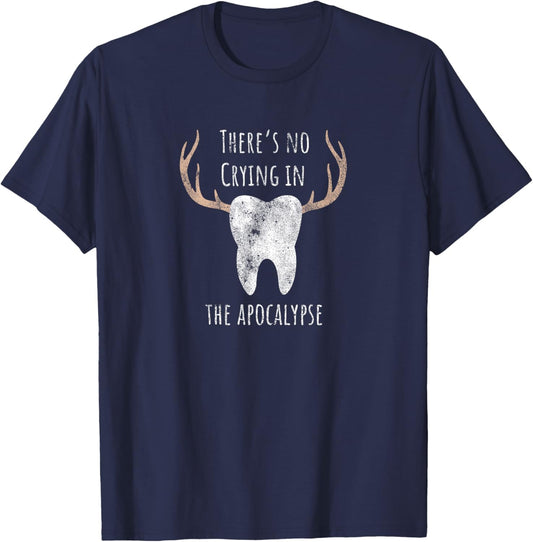 There's No Crying in the Apocalypse Funny Sweet Tooth Antler T-Shirt - T-Shirt | Navy