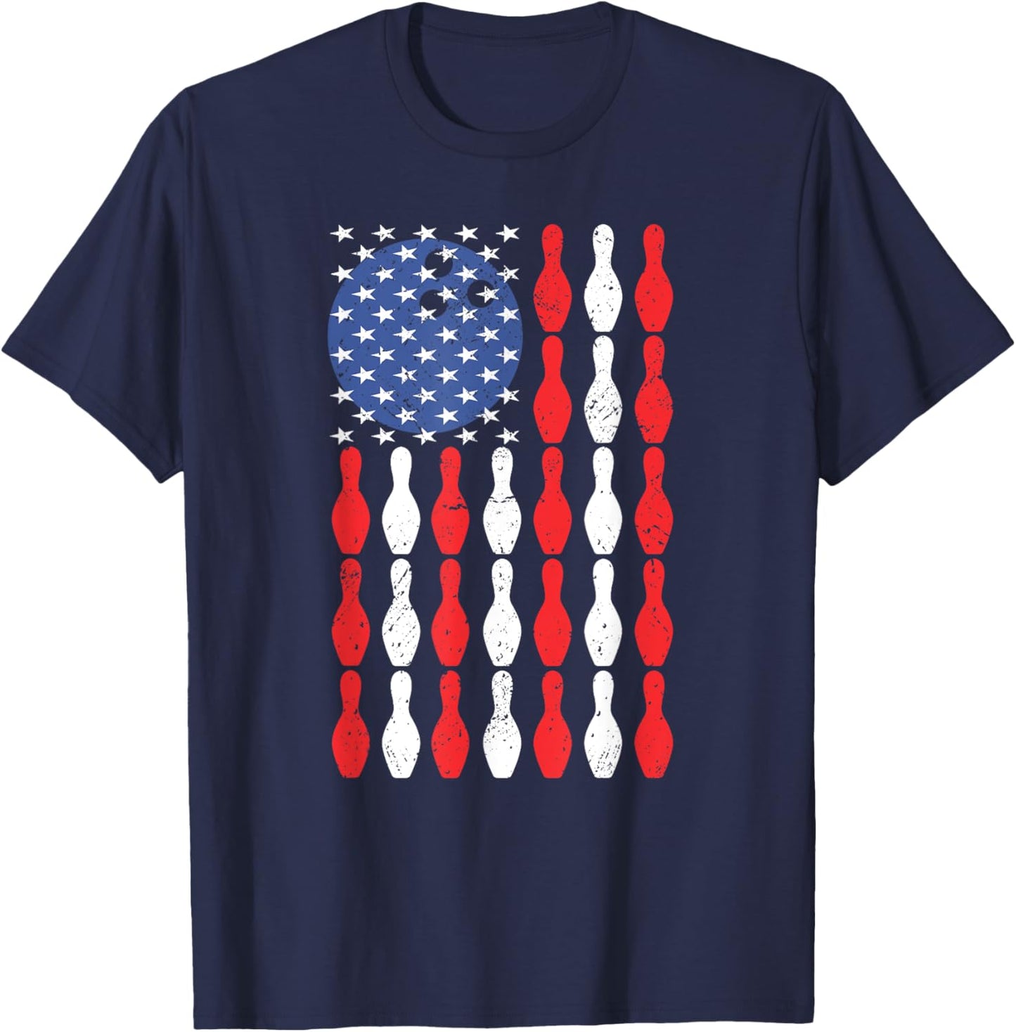 Patriotic USA Bowler Player Lover Team American Flag Bowling Kids Men T-Shirt - T-Shirt | Navy