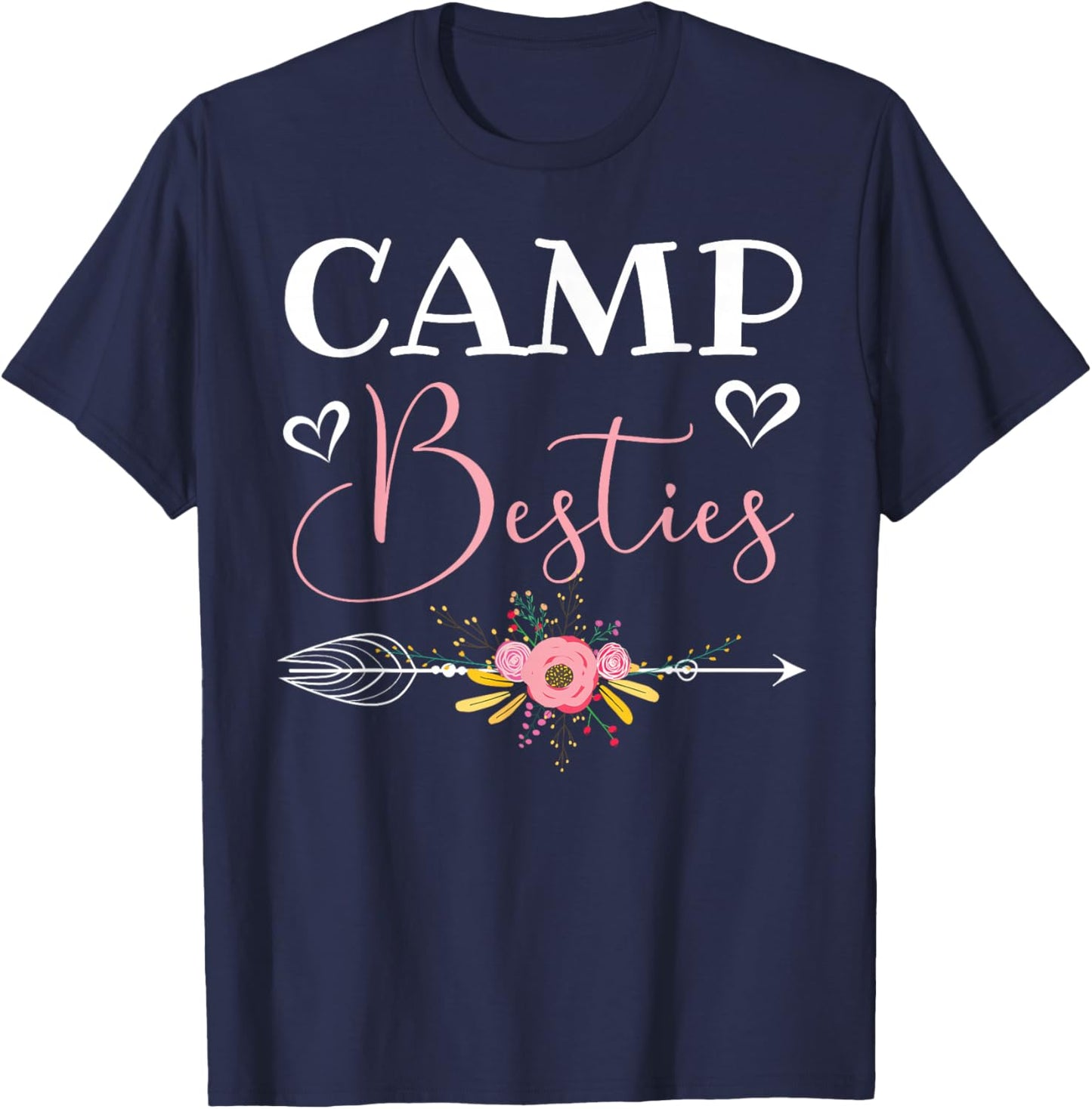 Camp Besties Love Pink Best Friend T-Shirt - T-Shirt | Navy