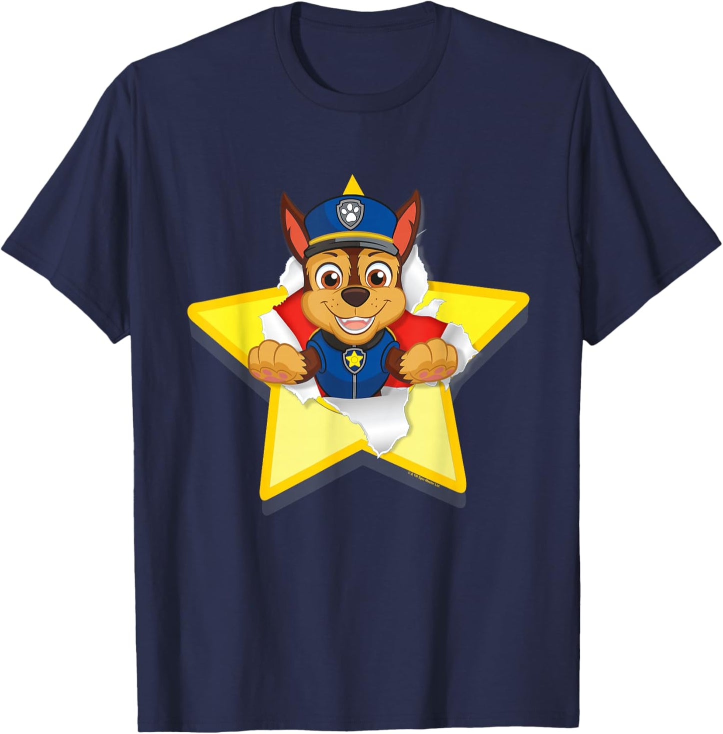 PAW Patrol Chase Torn Star T-Shirt - T-Shirt | Navy