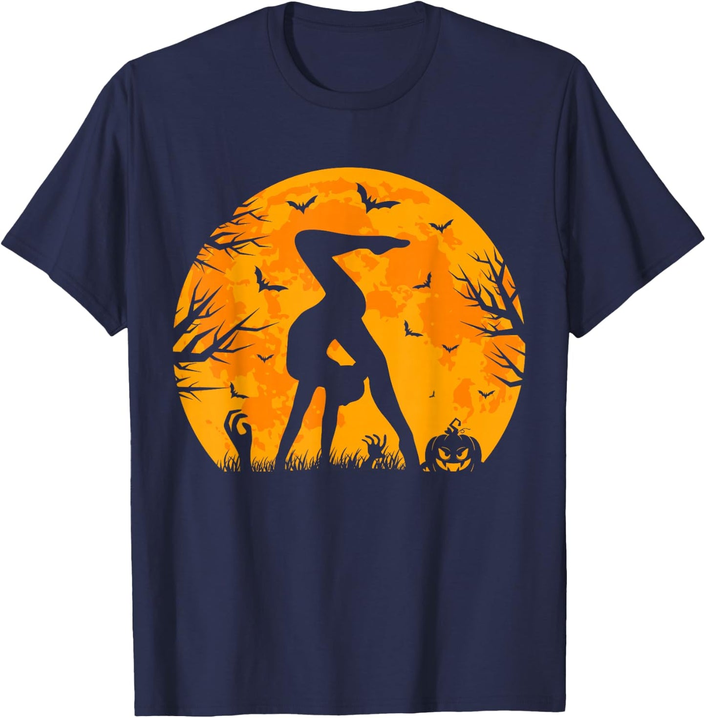 Gymnastics Halloween Spooky Halloween Gymnastics T-Shirt - T-Shirt | Navy