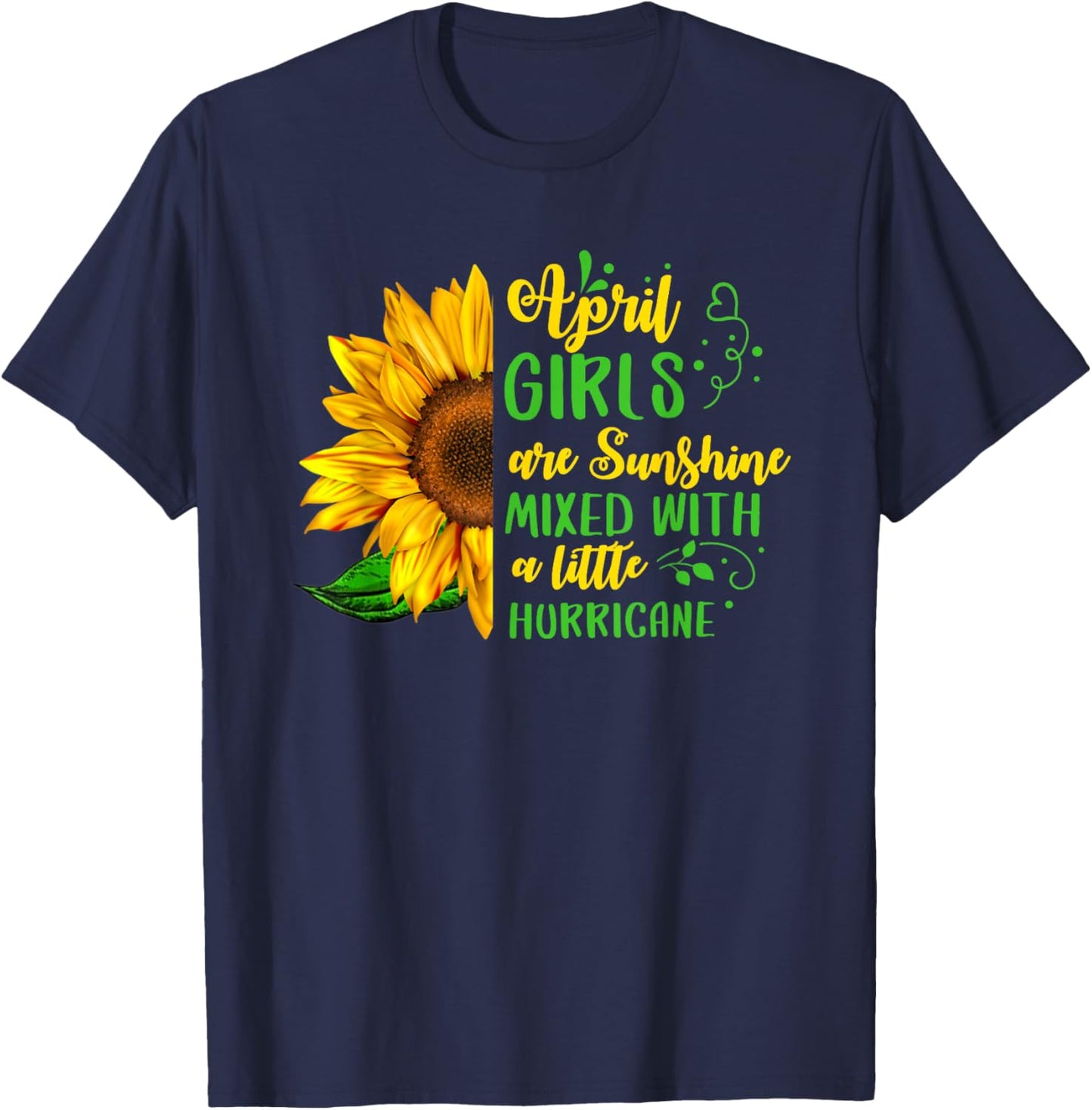 April Girls Are Sunshine & Hurricane April Birthday Party T-Shirt - T-Shirt | Navy
