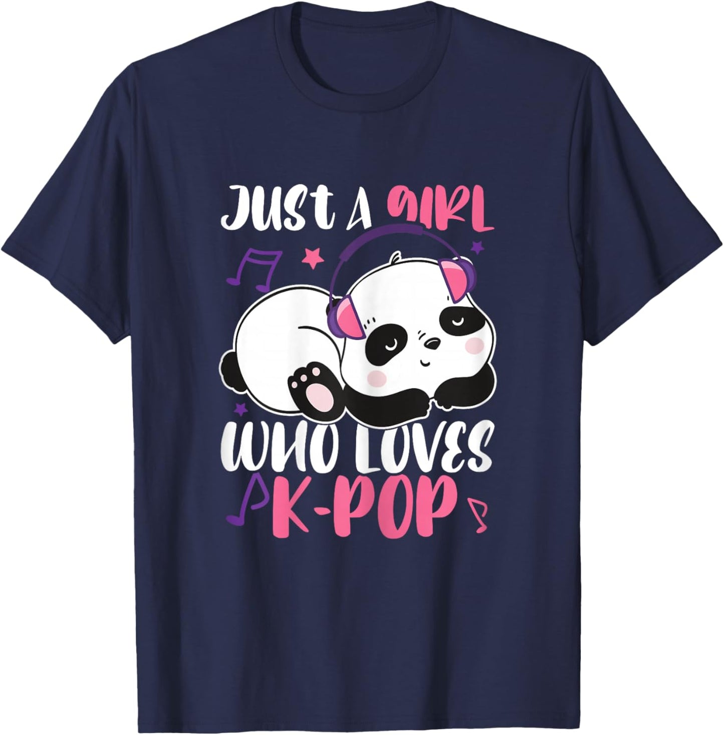 Just A Girl Who Loves K-Pop Panda Teens Panda Kpop Quote T-Shirt - T-Shirt | Navy