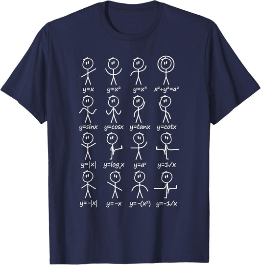 Algebra Dance Funny Graph Figures Math Equation Teacher T-Shirt - T-Shirt | Navy