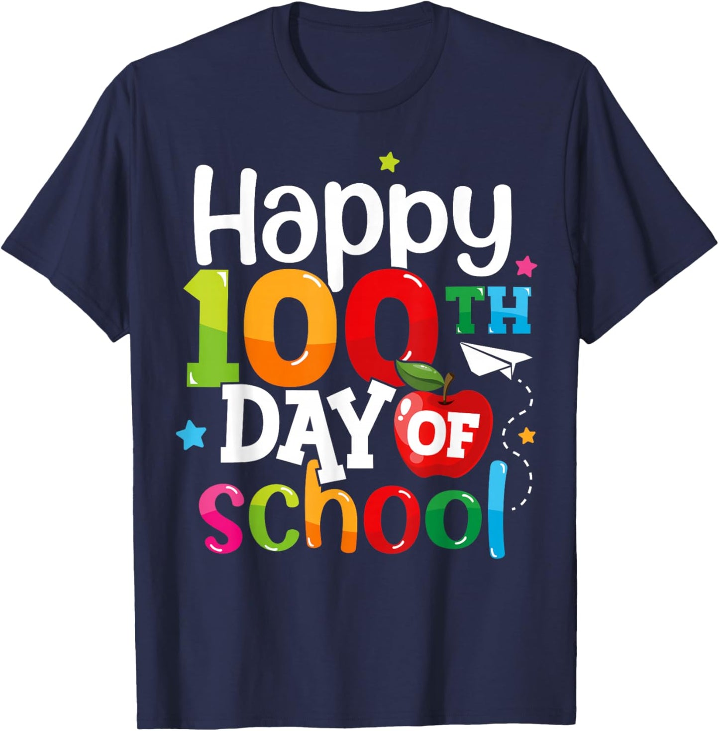 100 Days of School Teachers Kids Girls Boys Happy 100th Day T-Shirt - T-Shirt | Navy