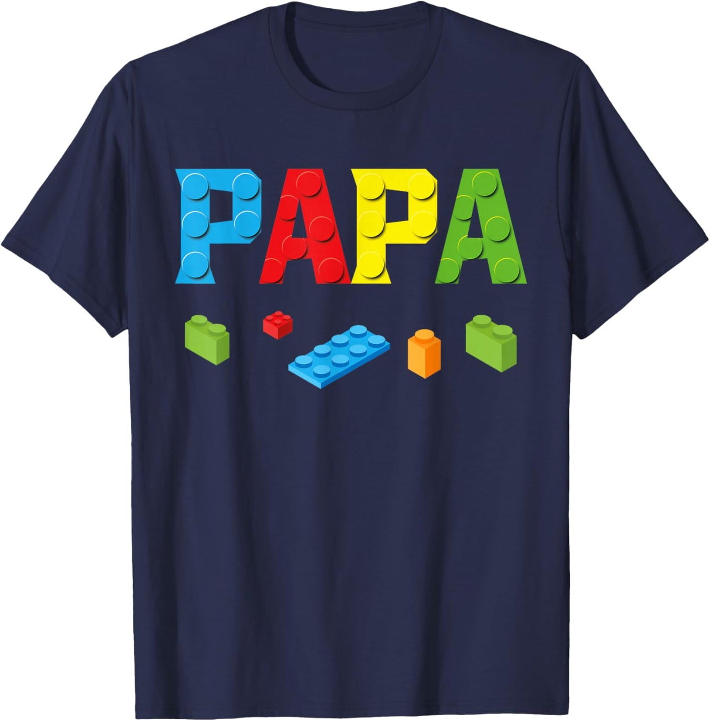 Papa Master Builder Building Bricks Blocks Family Set Parent T-Shirt - T-Shirt | Navy