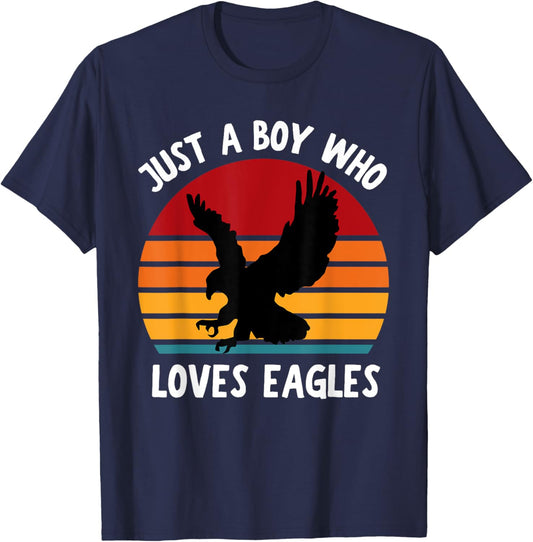 Just A Boy Who Loves Eagle Birds Funny Kids Boys Toddler T-Shirt - T-Shirt | Navy