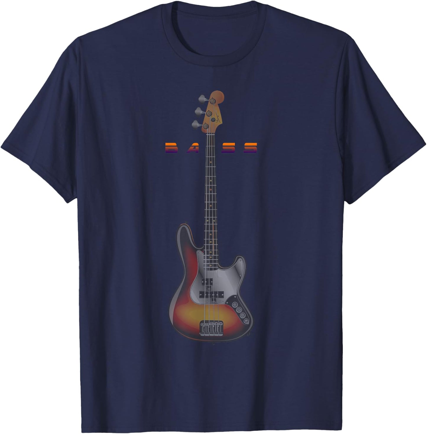 Bass Guitar, Guitarist, Guitar Player, Guitar Art Lover T-Shirt - T-Shirt | Navy