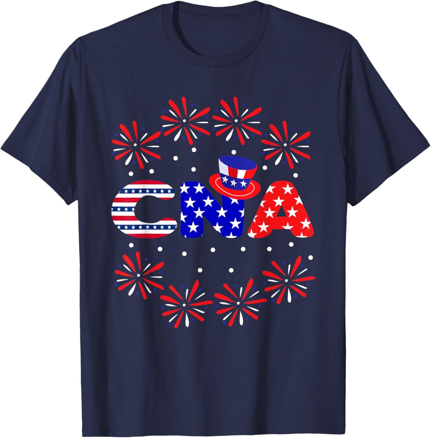 4th Of July CNA Nurse Red White Blue USA Flag Patriotic Men T-Shirt - T-Shirt | Navy