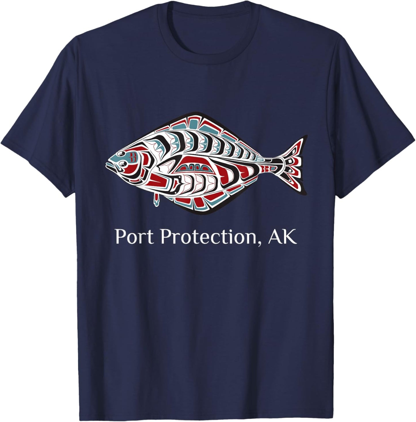 Port Protection, Alaska Native American Halibut Fishermen T-Shirt - T-Shirt | Navy