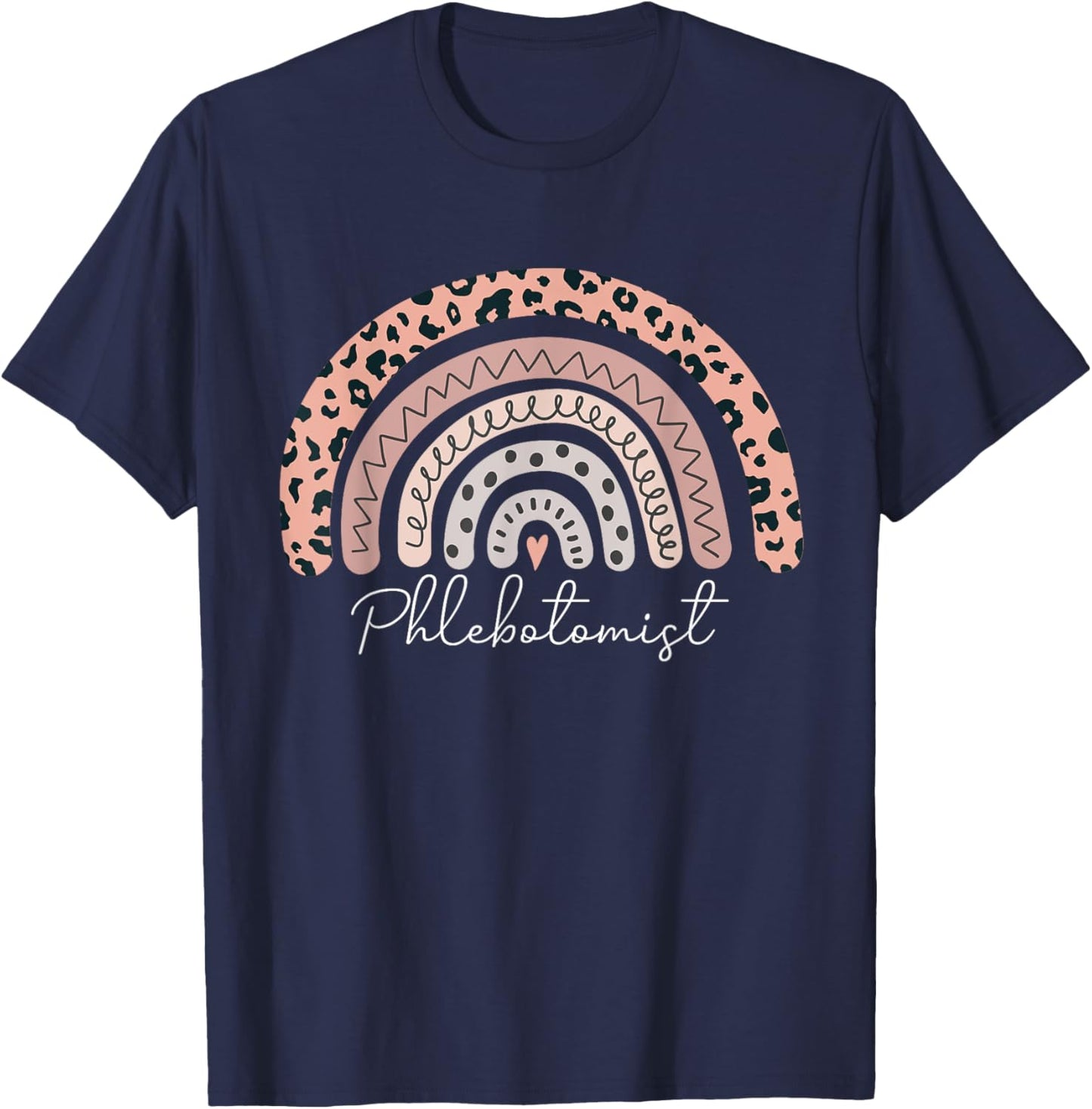 Phlebotomist Rainbow Leopard Phlebotomy Technician Nurse T-Shirt - T-Shirt | Navy