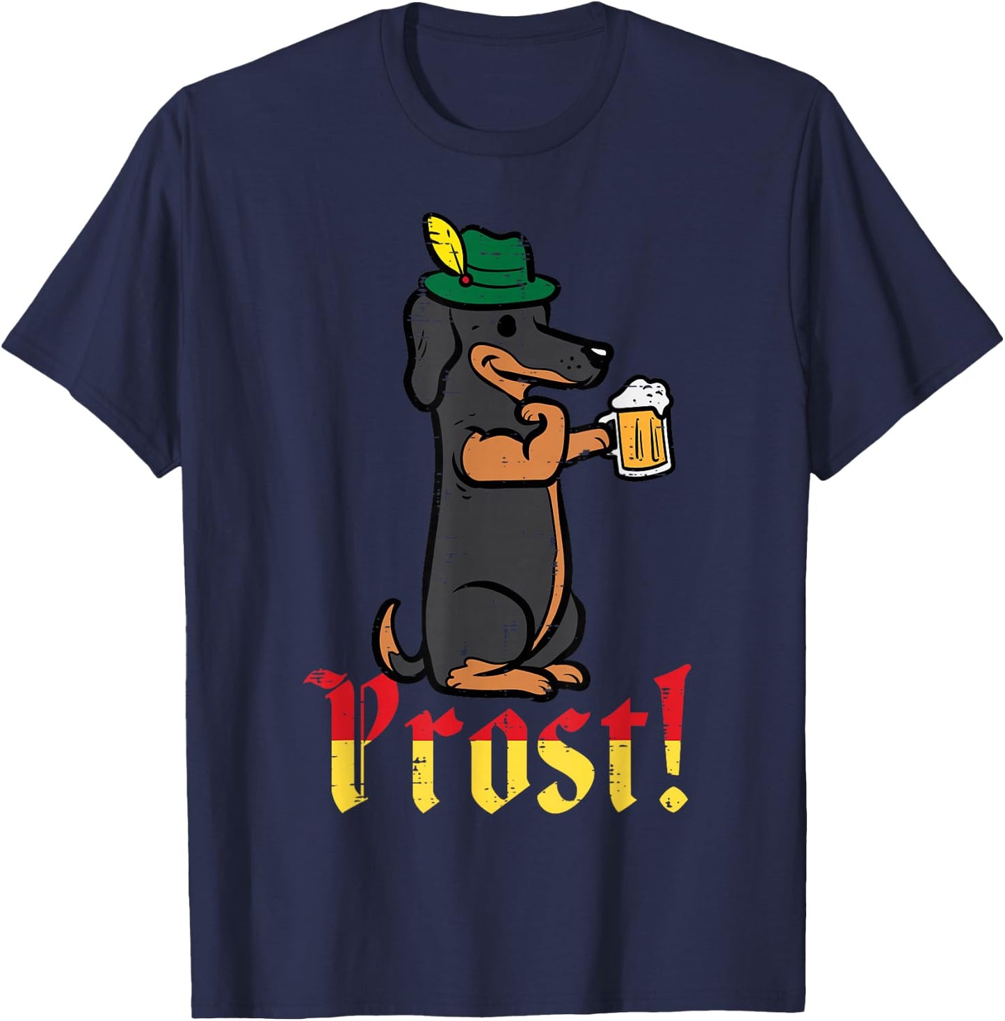 Oktoberfest Dog Dachshund Prost Wiener German Dad Men Women T-Shirt - T-Shirt | Navy