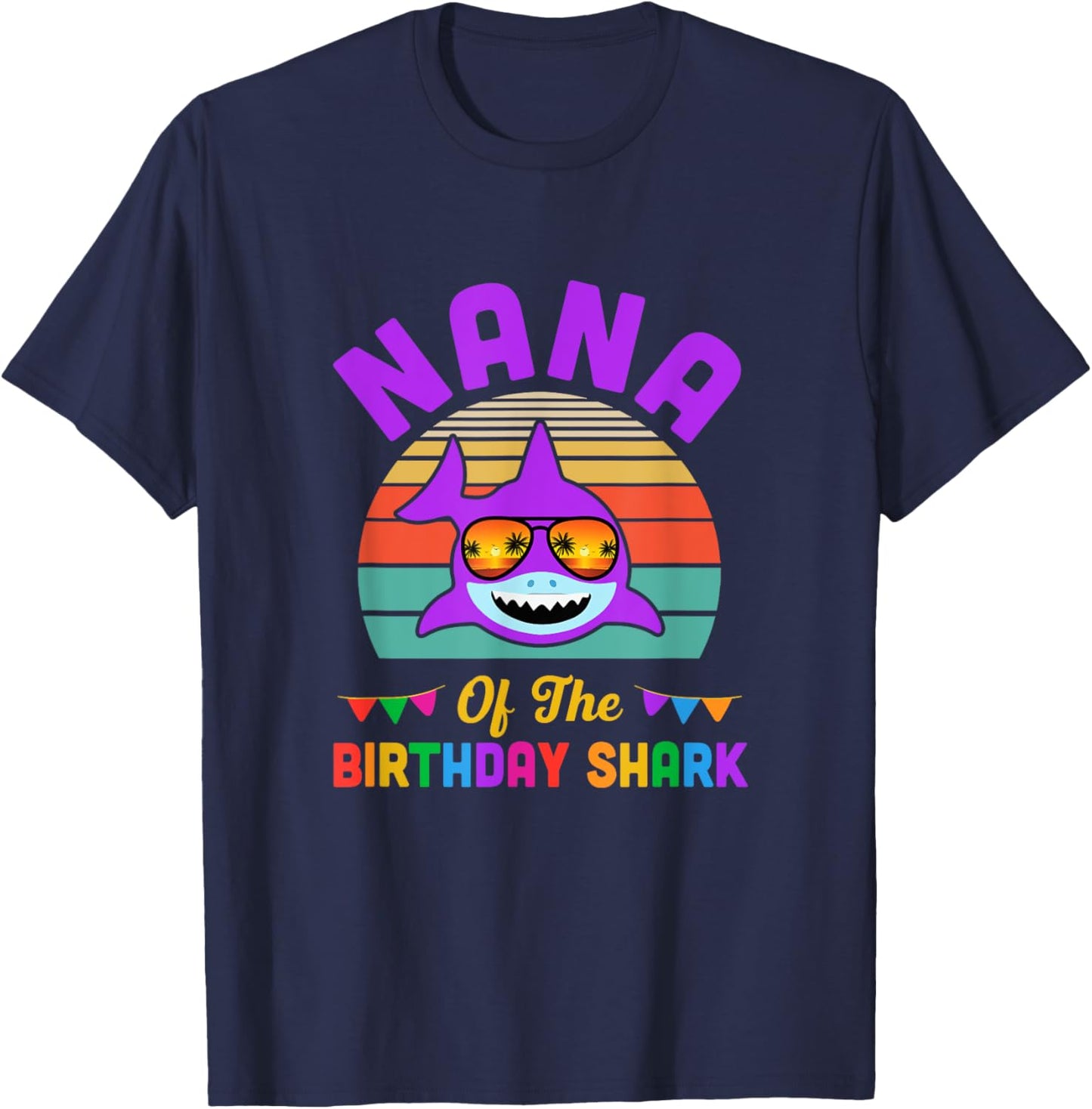 Nana Of The Shark Birthday Grandma Matching Family T-Shirt - T-Shirt | Navy