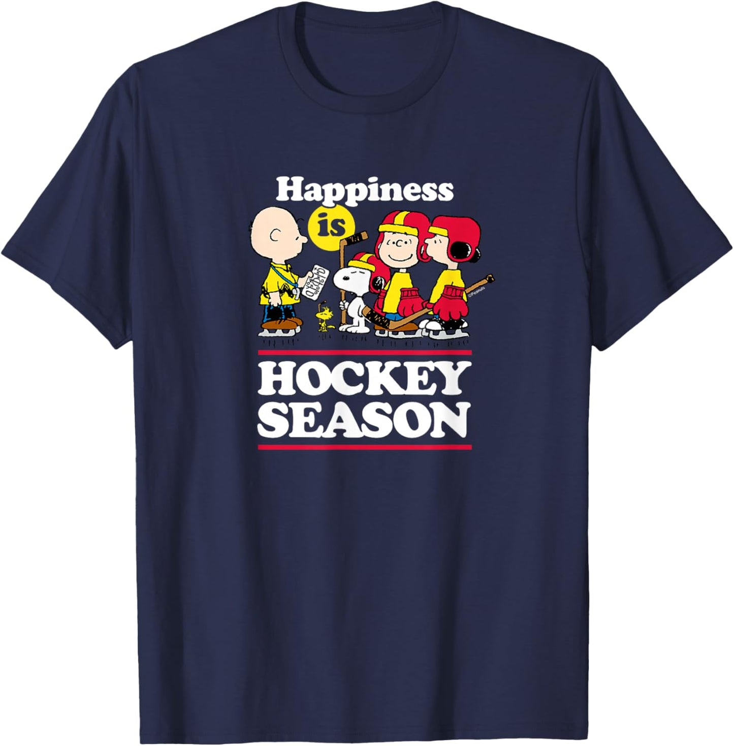Peanuts - Happiness is Hockey Season T-Shirt - T-Shirt | Navy