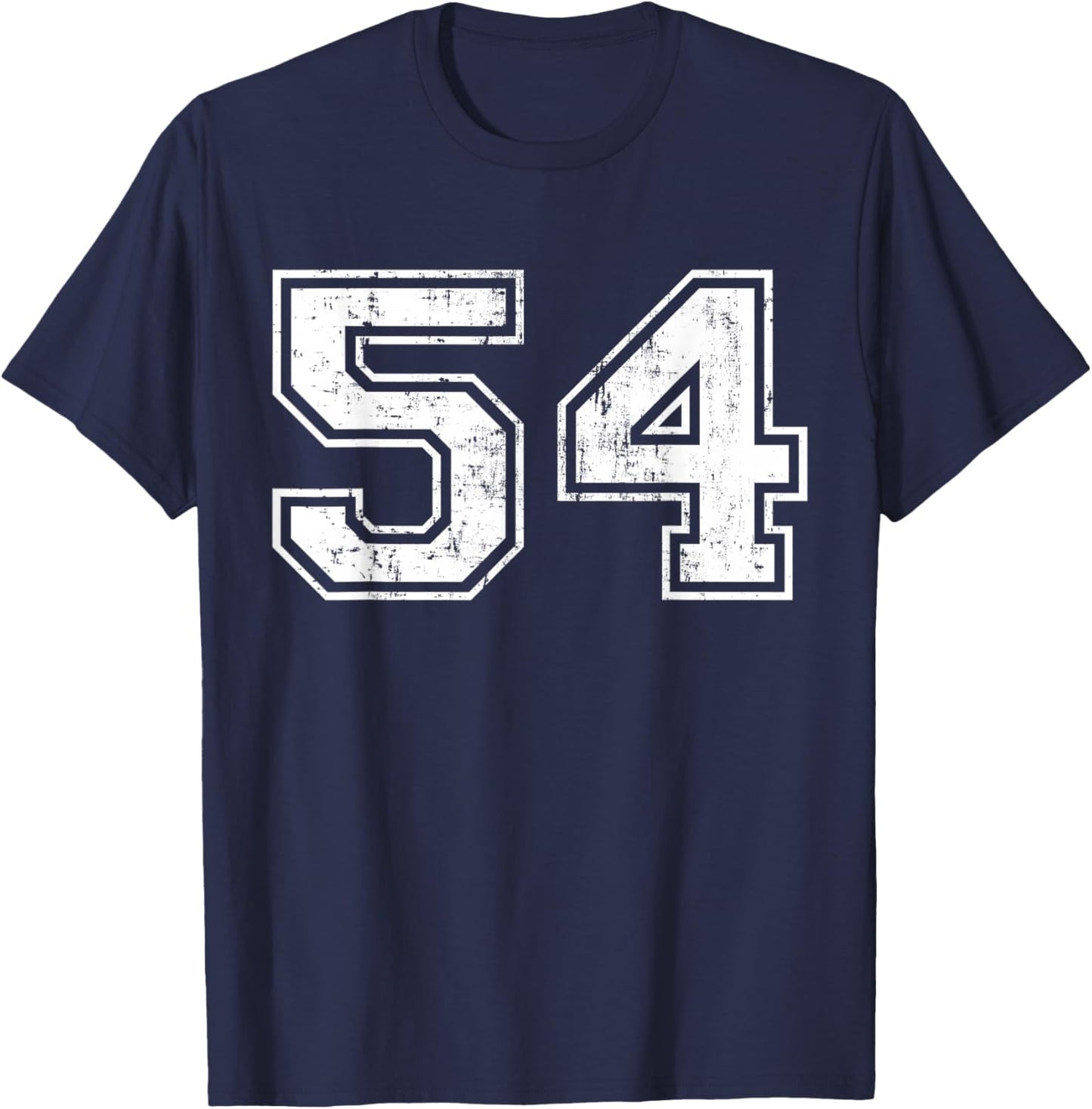 Number 54 Distressed Vintage Fifty Four Sports Team Practice T-Shirt - T-Shirt | Navy