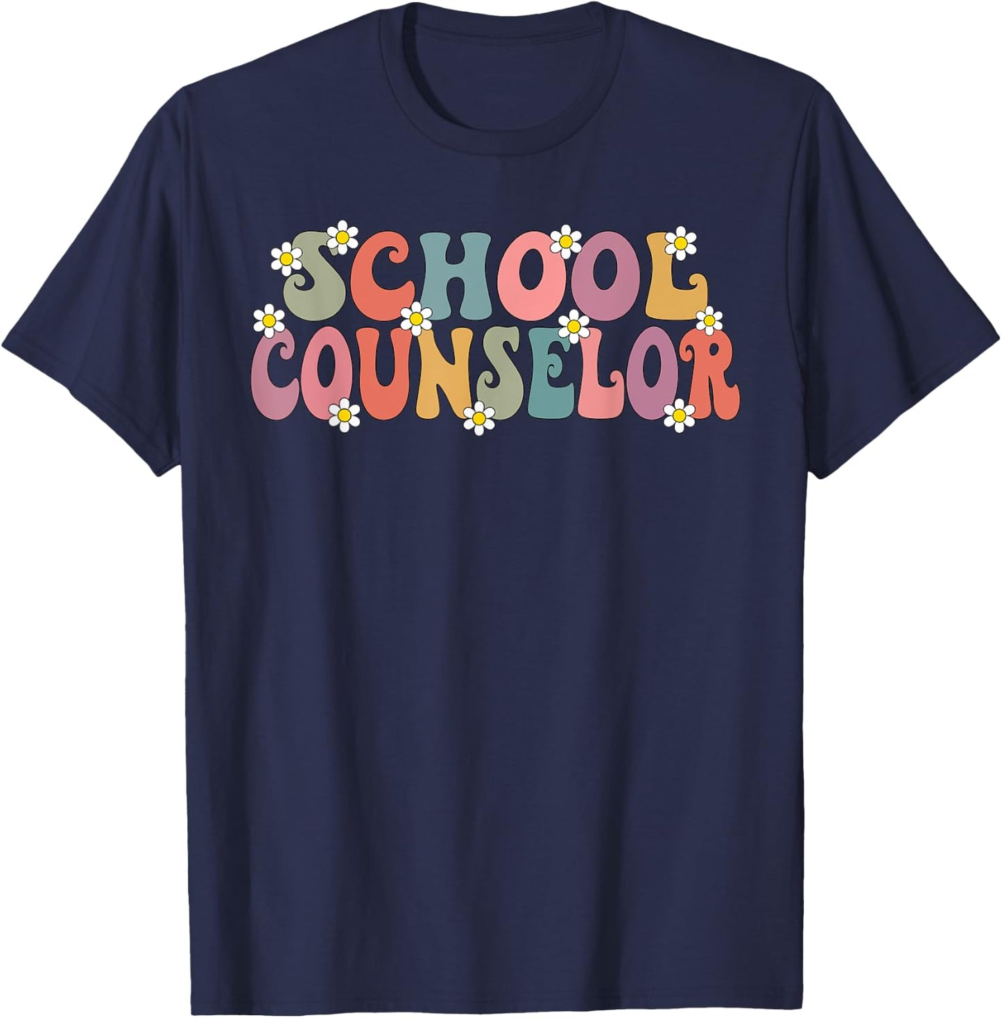 Groovy School Counselor Back To School Teacher Counseling T-Shirt - T-Shirt | Navy