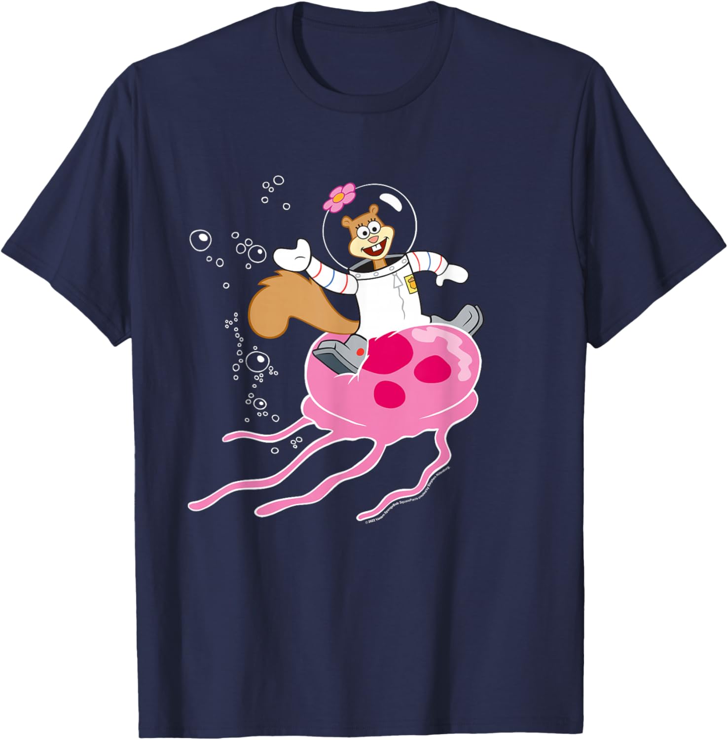 Spongebob Squarepants Sandy Rides The Jellyfish T-Shirt - T-Shirt | Navy